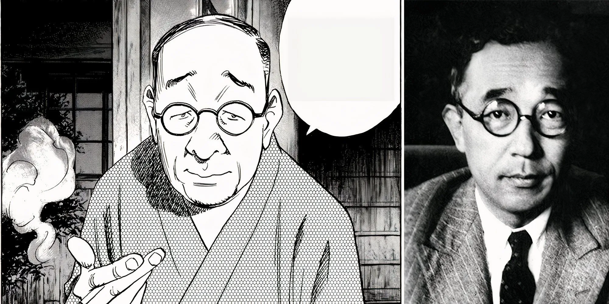 Hình ảnh so sánh Sadanori Shimoyama ngoài đời thực và trong manga Billy Bat