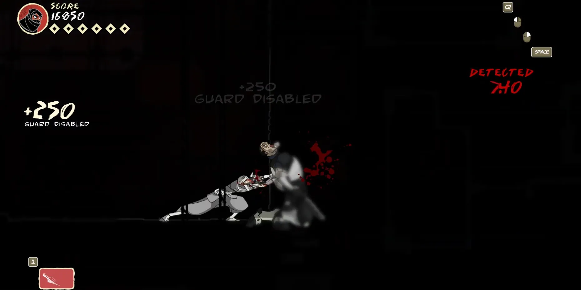 Kelly, trận đấu boss đầu tiên dạy người chơi cơ bản về lén lút trong Mark of the Ninja