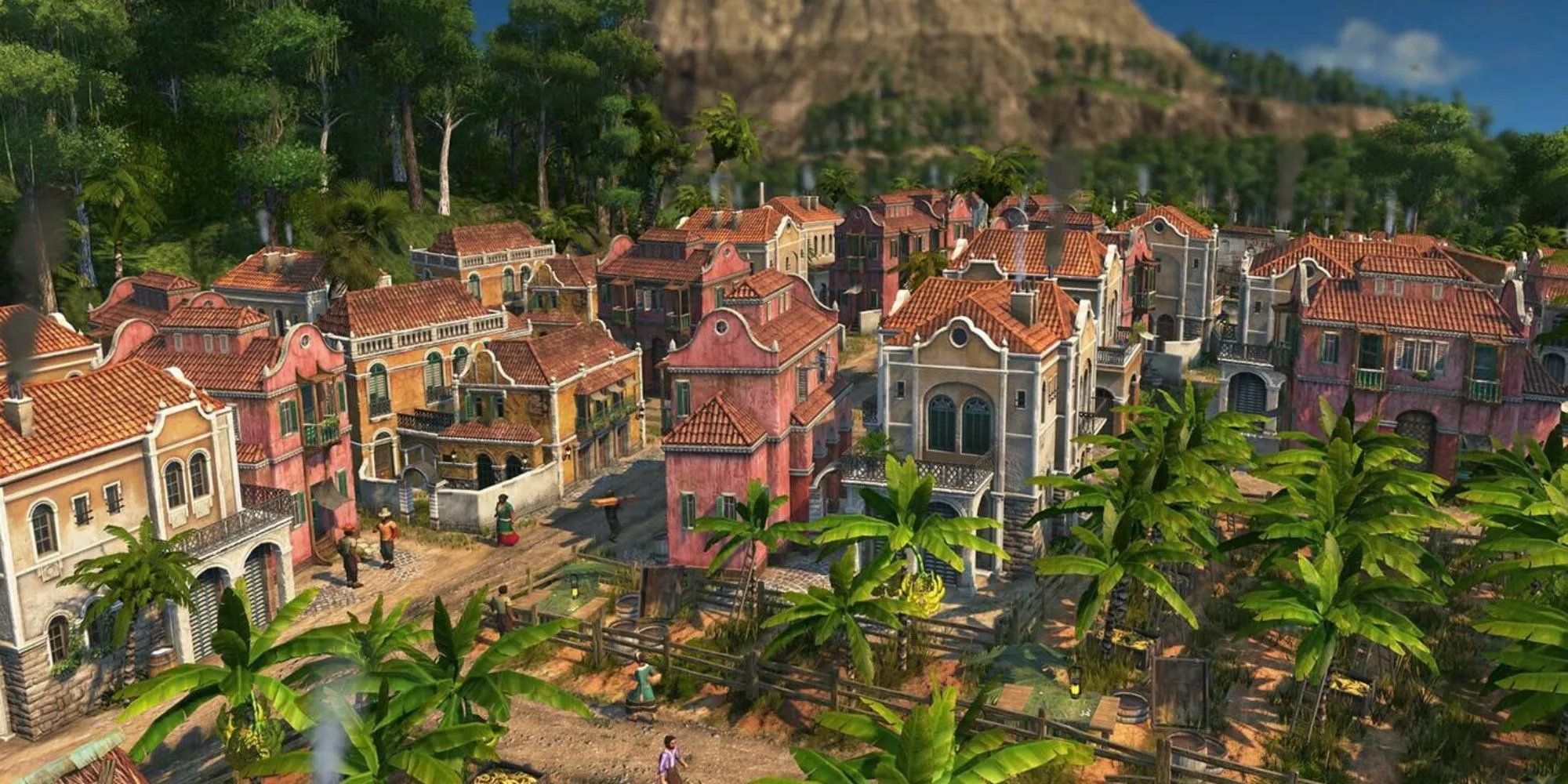 Khu đồn điền thời thuộc địa trong game Anno 1800.