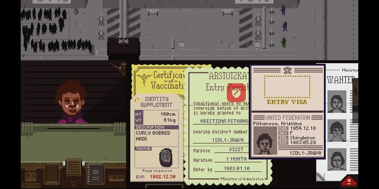Kiểm tra giấy tờ của người nhập cảnh trong game Papers, Please