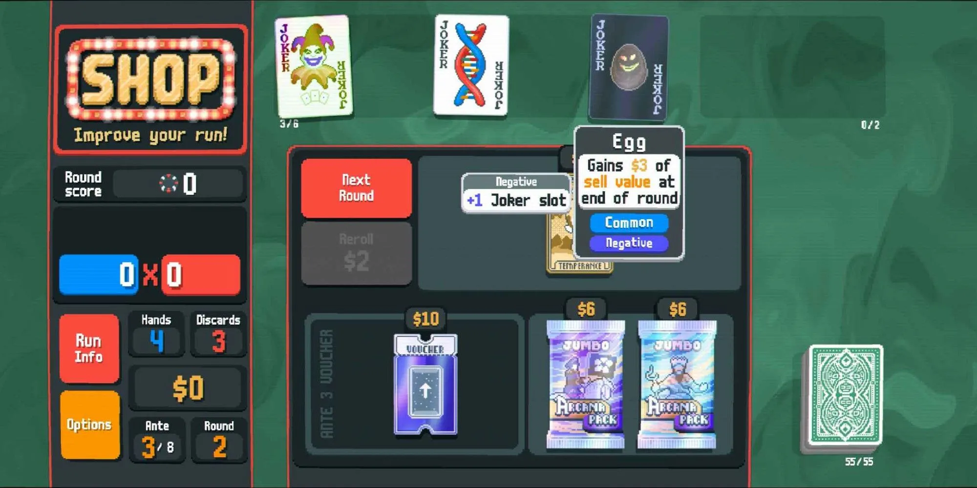 Lá Joker Negative Egg trong Balatro
