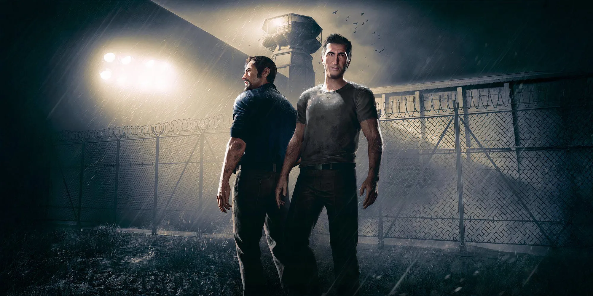 Leo và Vincent đứng trước nhà tù trong A Way Out