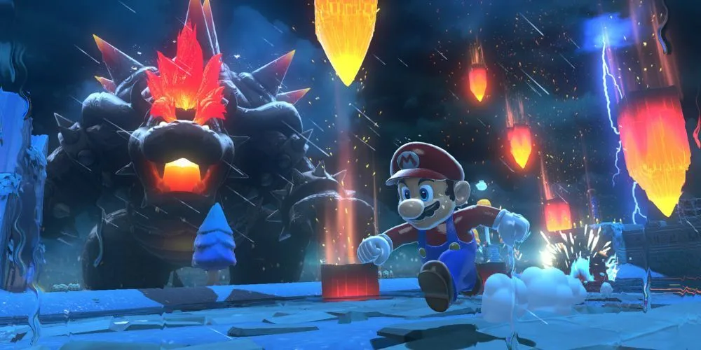 Mario chạy trốn Bowser Khổng Lồ giận dữ trong Bowser's Fury
