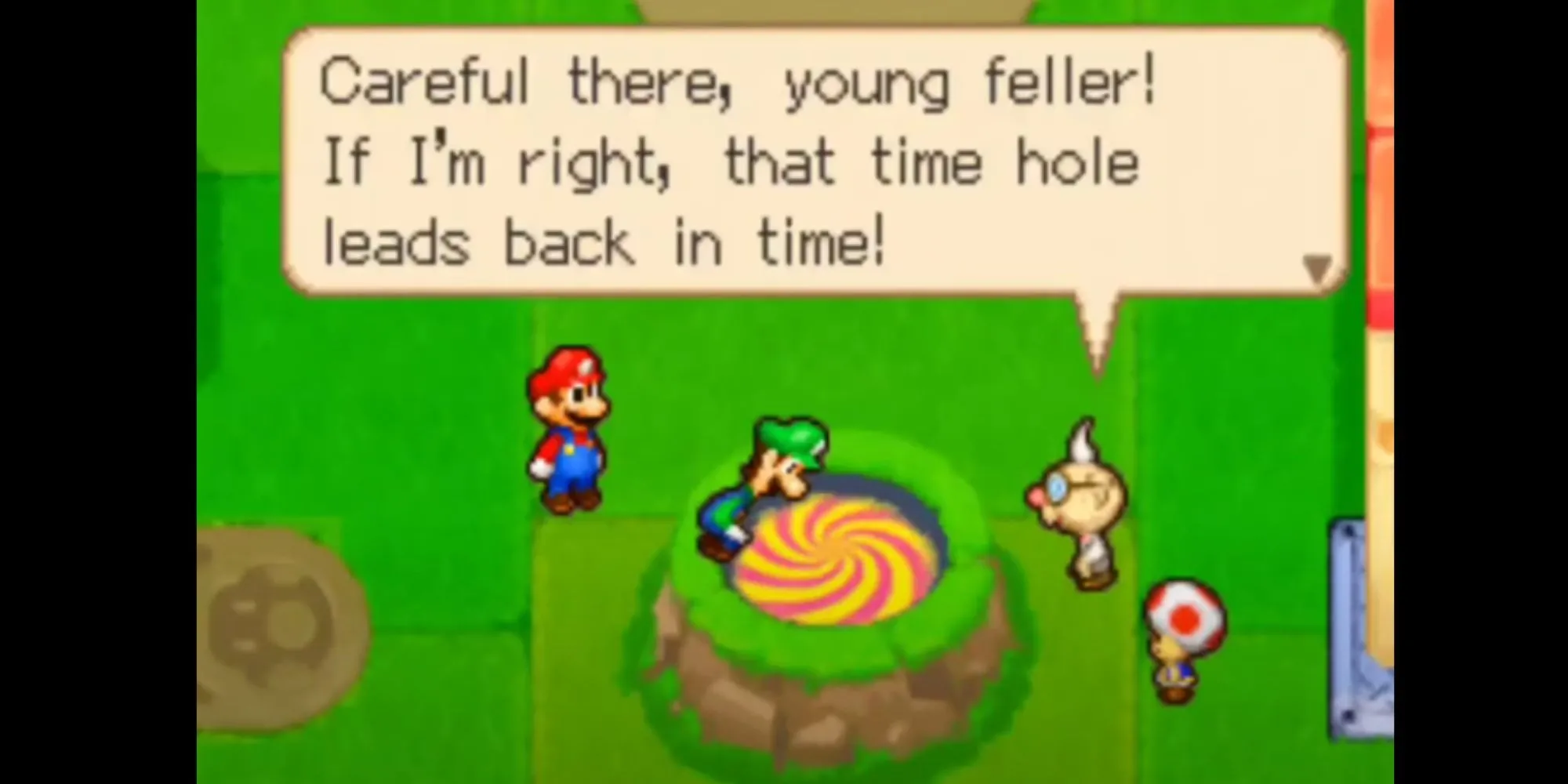 Mario và Luigi cùng phiên bản em bé của họ trong Mario &amp; Luigi: Partners in Time, game JRPG du hành thời gian