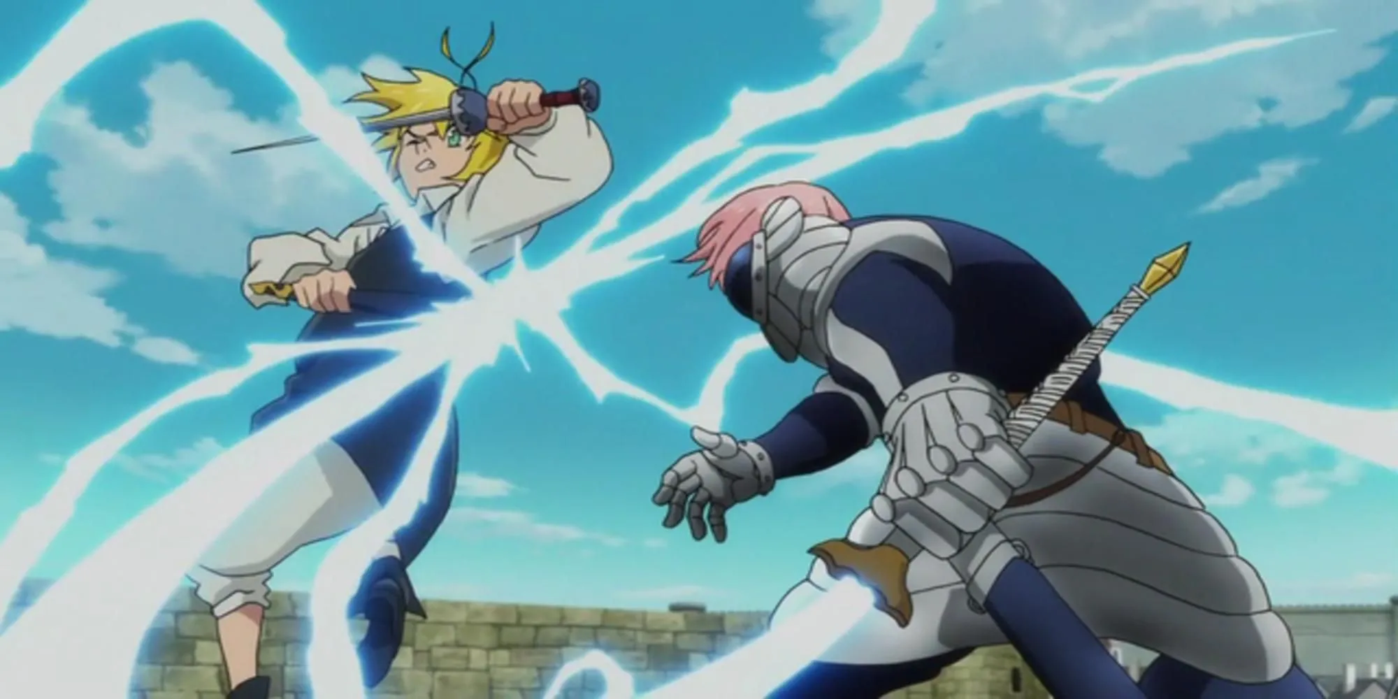 Meliodas đấu với Gilthunder trong anime Thất Đại Tội