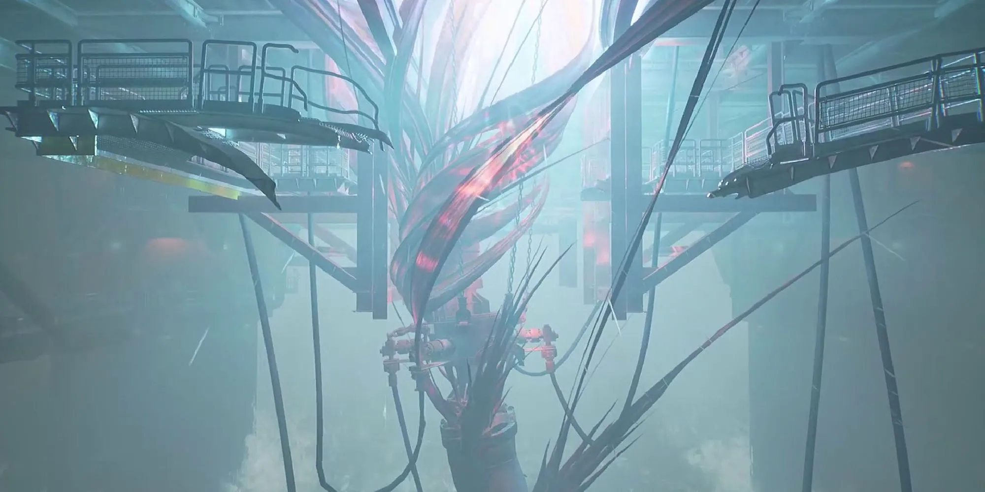 Một ảnh chụp gameplay của Still Wakes The Deep, thể hiện bầu không khí căng thẳng