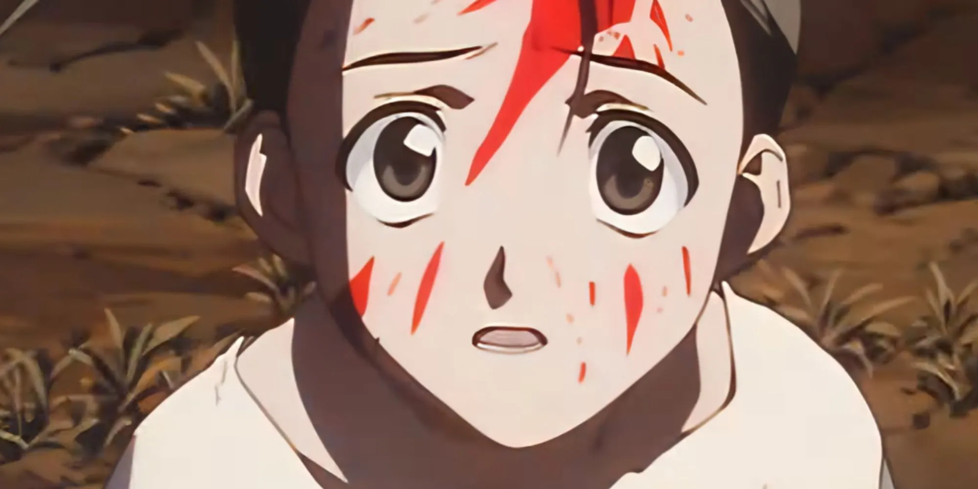Một cảnh anime từ Xenogears, miêu tả một nhân vật (có thể là Fei) đang đối mặt với sự giằng xé nội tâm hoặc ký ức đau buồn.
