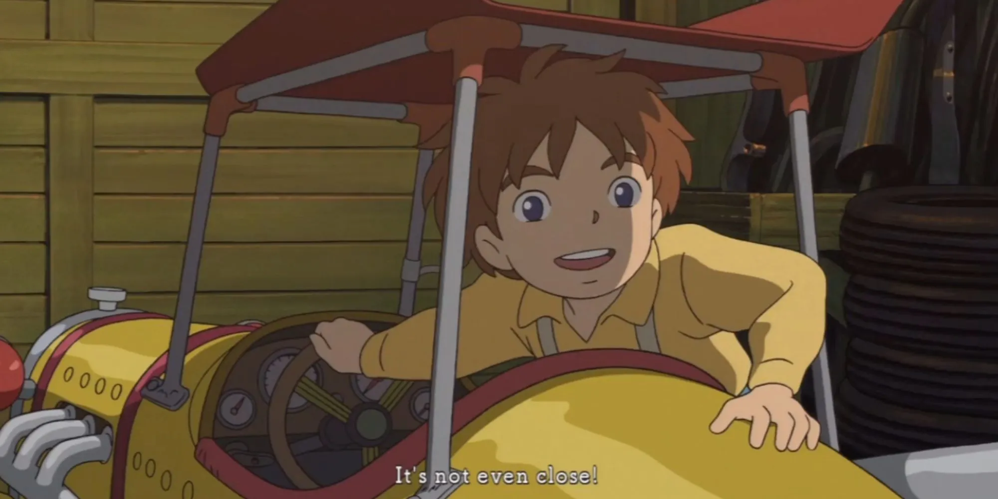 Một cảnh cắt cảnh anime trong Ni no Kuni do Studio Ghibli thực hiện, thể hiện nhân vật chính Oliver và bạn đồng hành đang khám phá một thế giới giả tưởng đầy màu sắc.