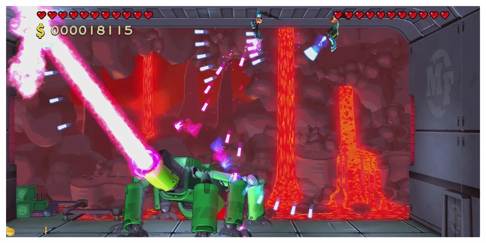 Người chơi chiến đấu chống lại boss MegaMech khổng lồ trong Mechstermination Force
