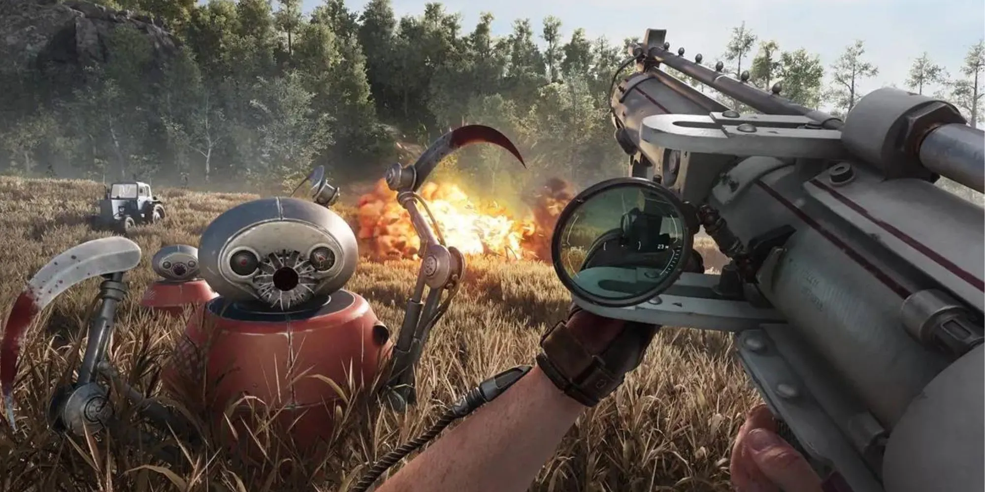 Người chơi đối đầu với robot nông nghiệp trong thế giới kỳ ảo của Atomic Heart