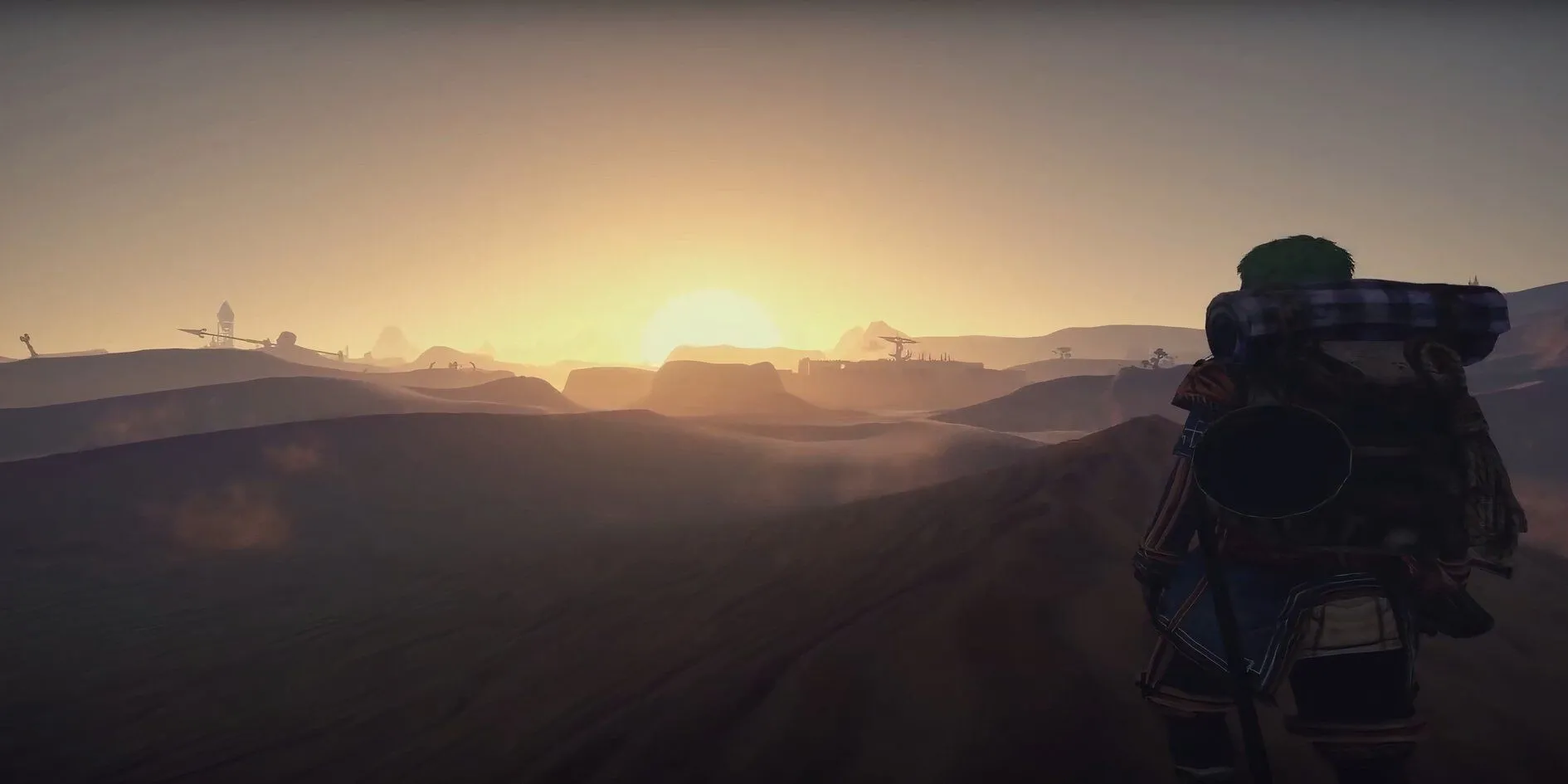 Người chơi đứng giữa sa mạc trong game Outward, nhấn mạnh yếu tố sinh tồn và khám phá thế giới mở rộng lớn