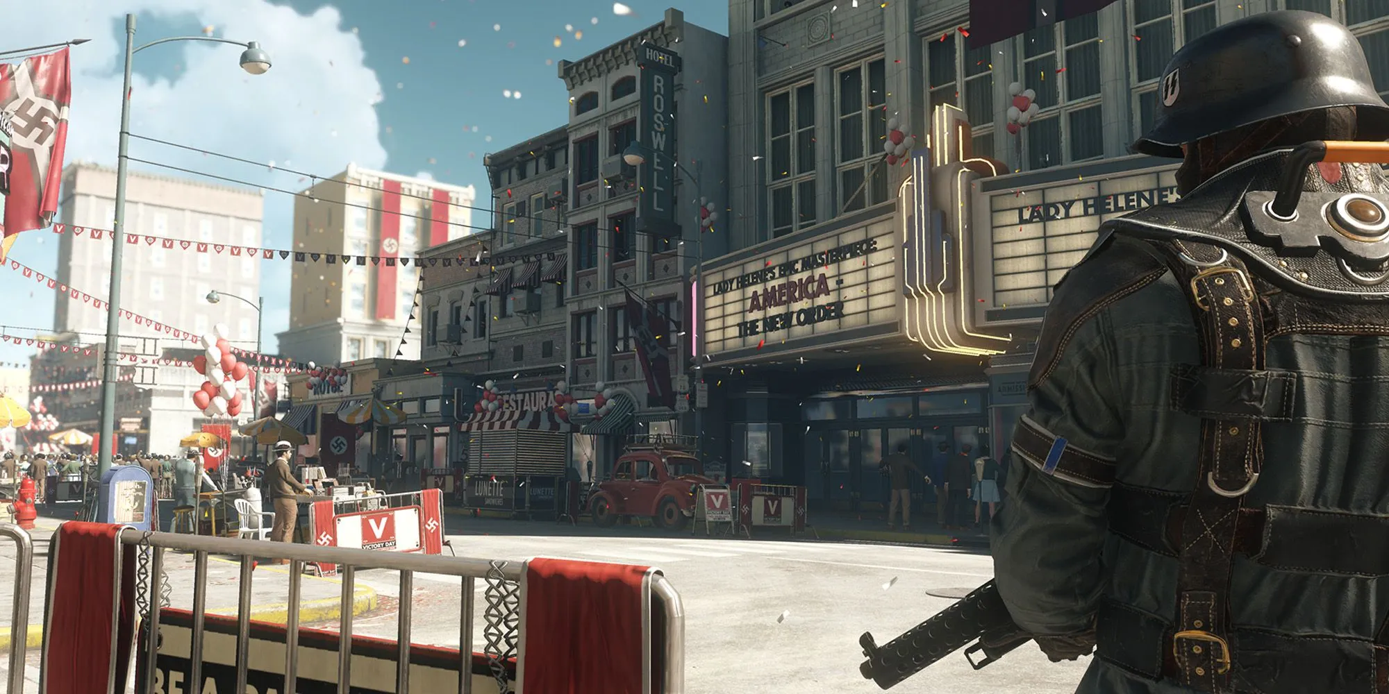 Nhân vật chính B.J. Blazkowicz đối mặt với quân đội phát xít trong Wolfenstein
