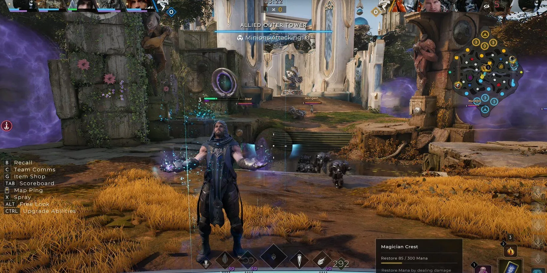 Nhân vật Omeda Studios đang sử dụng phép thuật trong trận đấu của game MOBA Predecessor