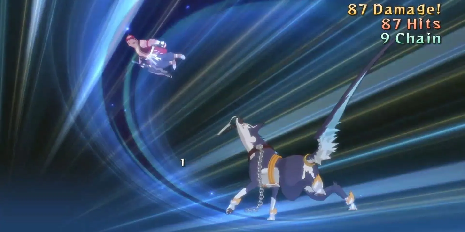 Repede, chú chó chiến binh, sử dụng kỹ năng đặc biệt (Mystic Arte) trong tựa JRPG Tales of Vesperia: Definitive Edition
