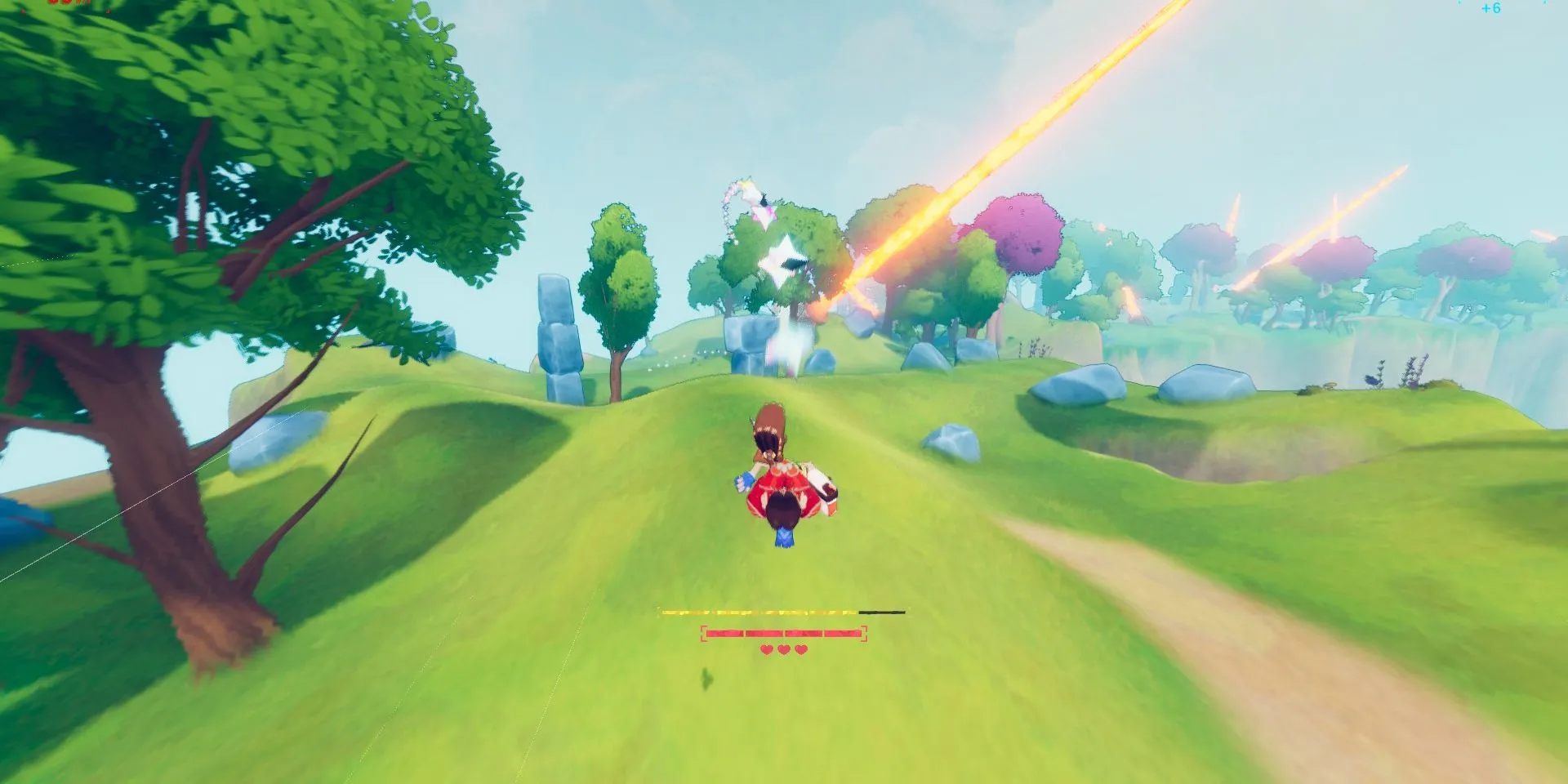 Screenshot gameplay Haste: Broken Worlds, nhân vật đang lao đi tốc độ cao