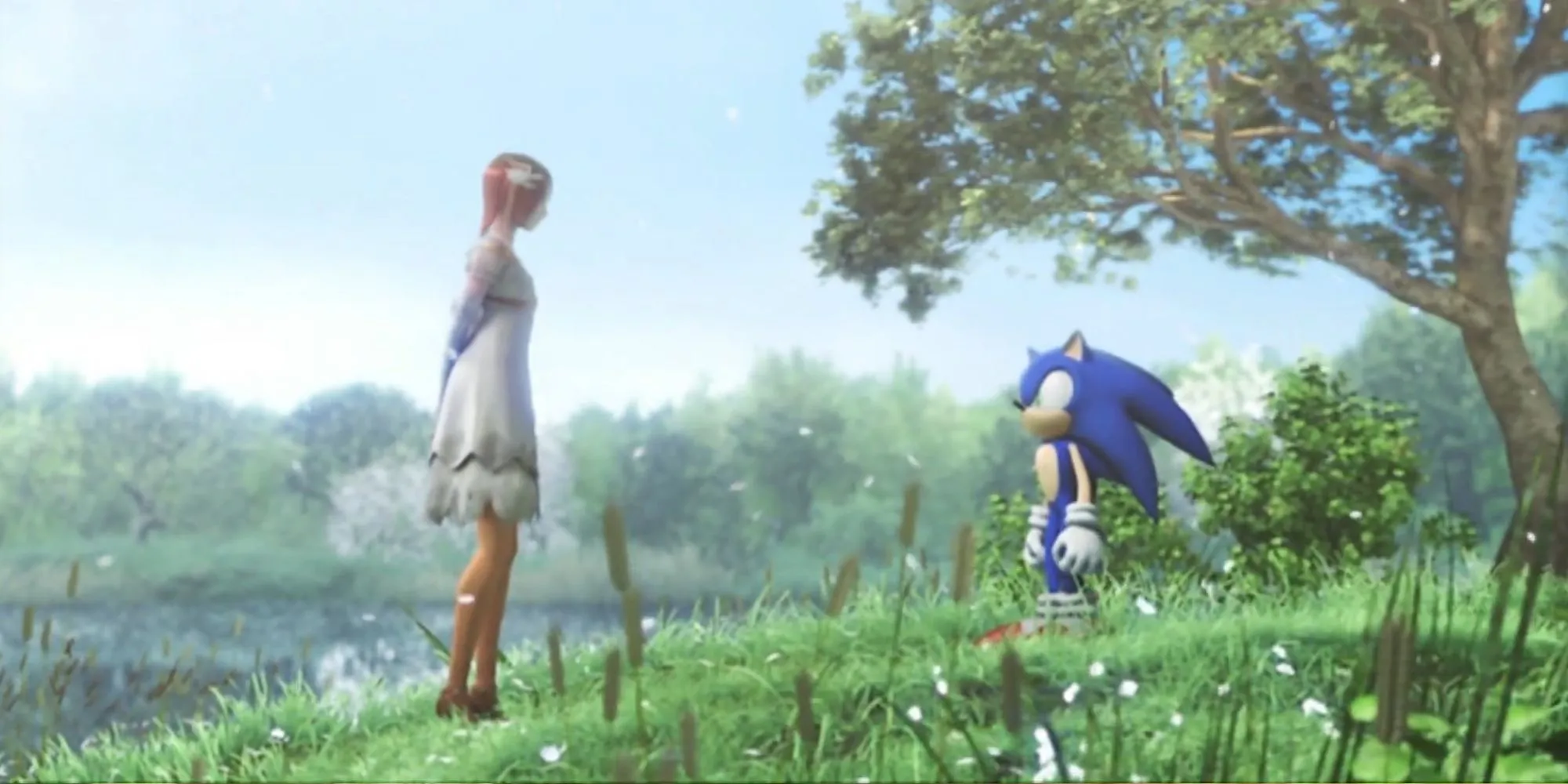 Sonic và Princess Elise trong một phân cảnh của game Sonic the Hedgehog 2006