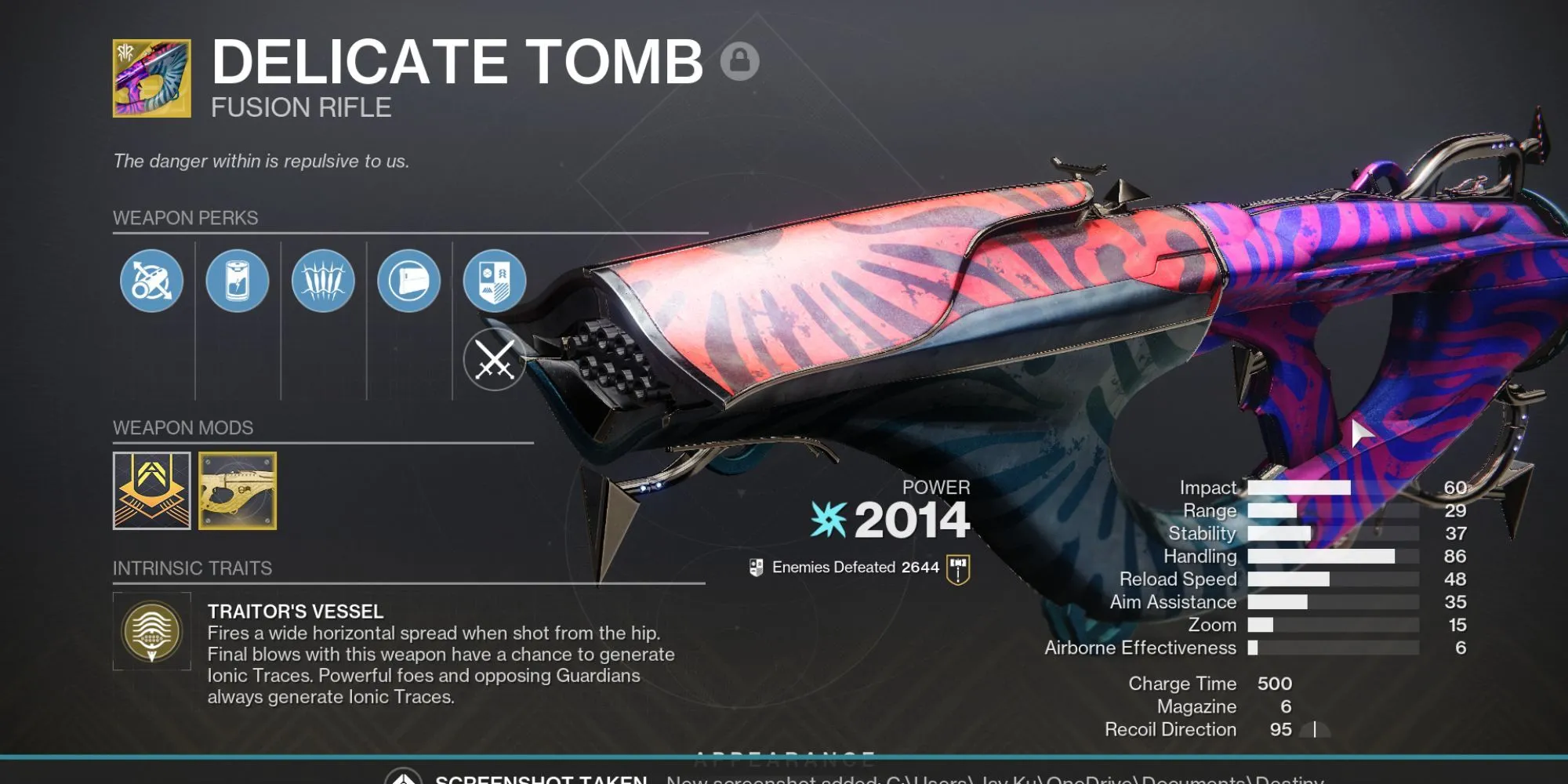 Súng Exotic Delicate Tomb - vũ khí Arc mạnh mẽ cho build Warlock