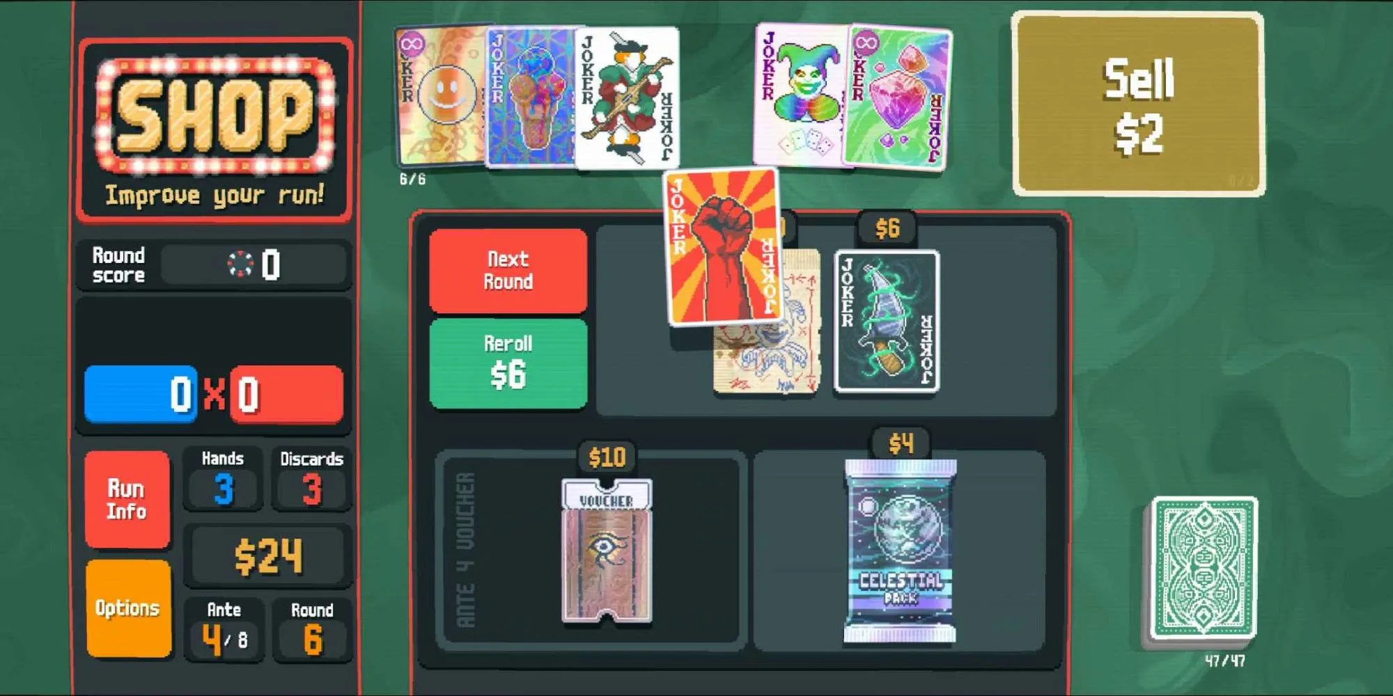 Thao tác bán Joker trong Balatro