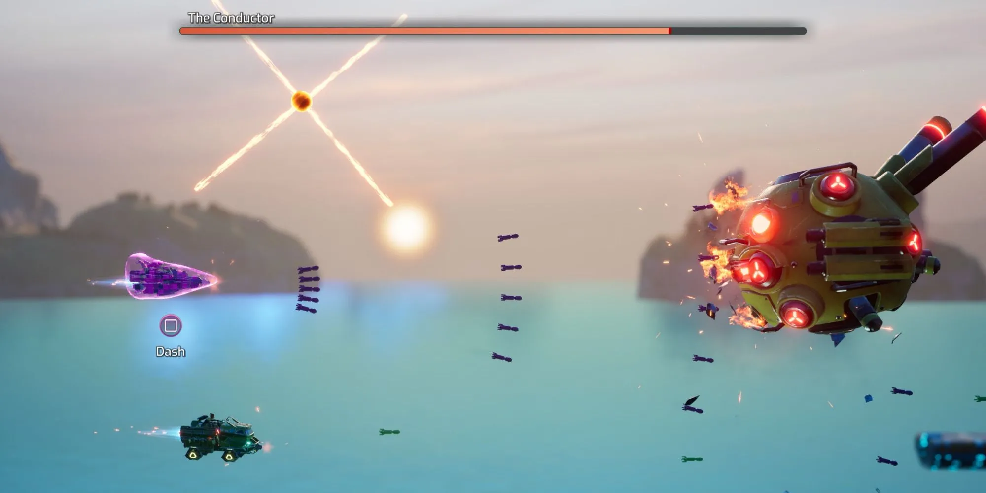 The Conductor, trùm tàu hỏa, trong trận đấu shoot 'em up trên không của Split Fiction