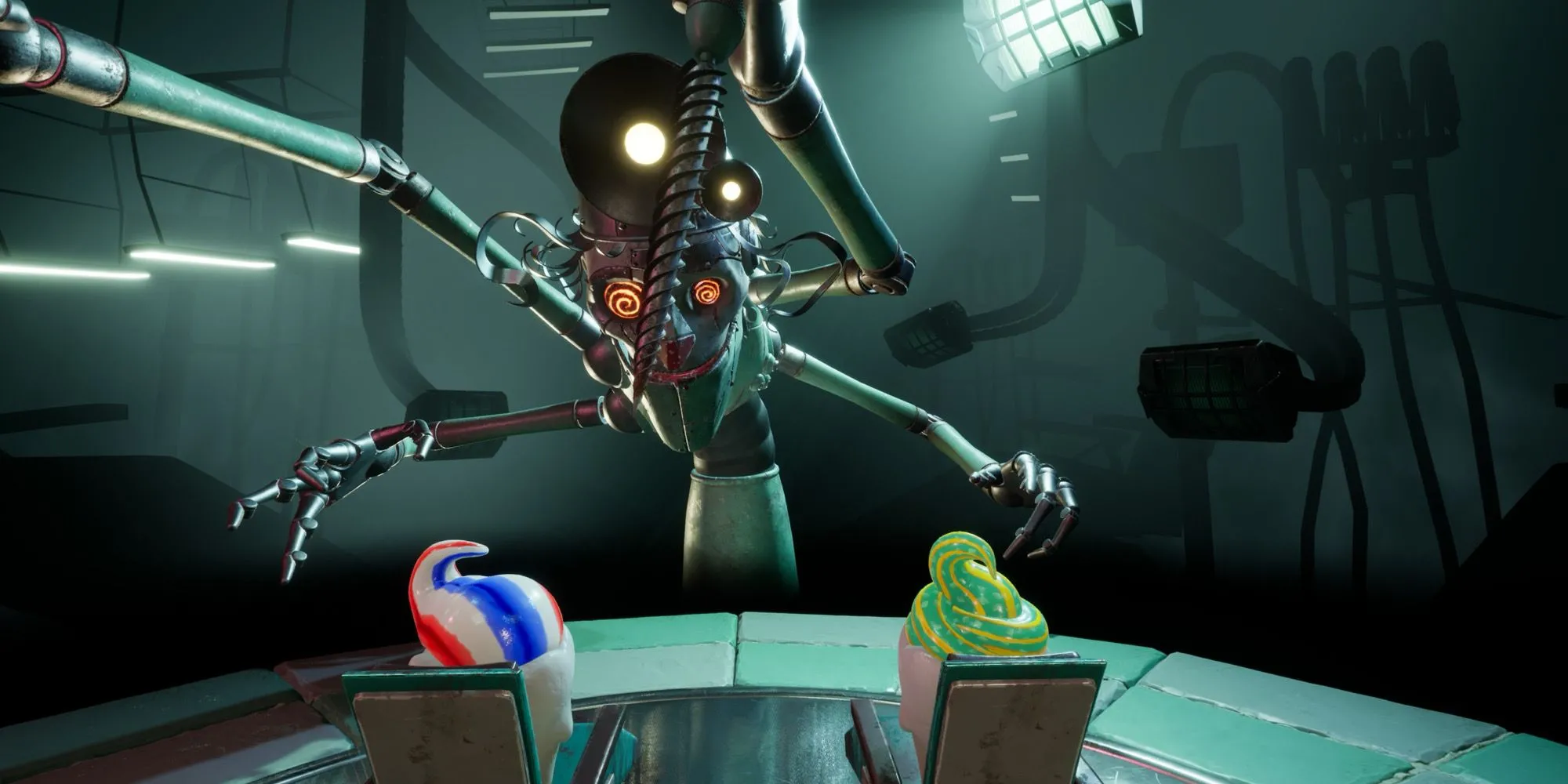 The Dentist, một con nha sĩ robot quỷ đáng sợ, đang tấn công người chơi trong Split Fiction