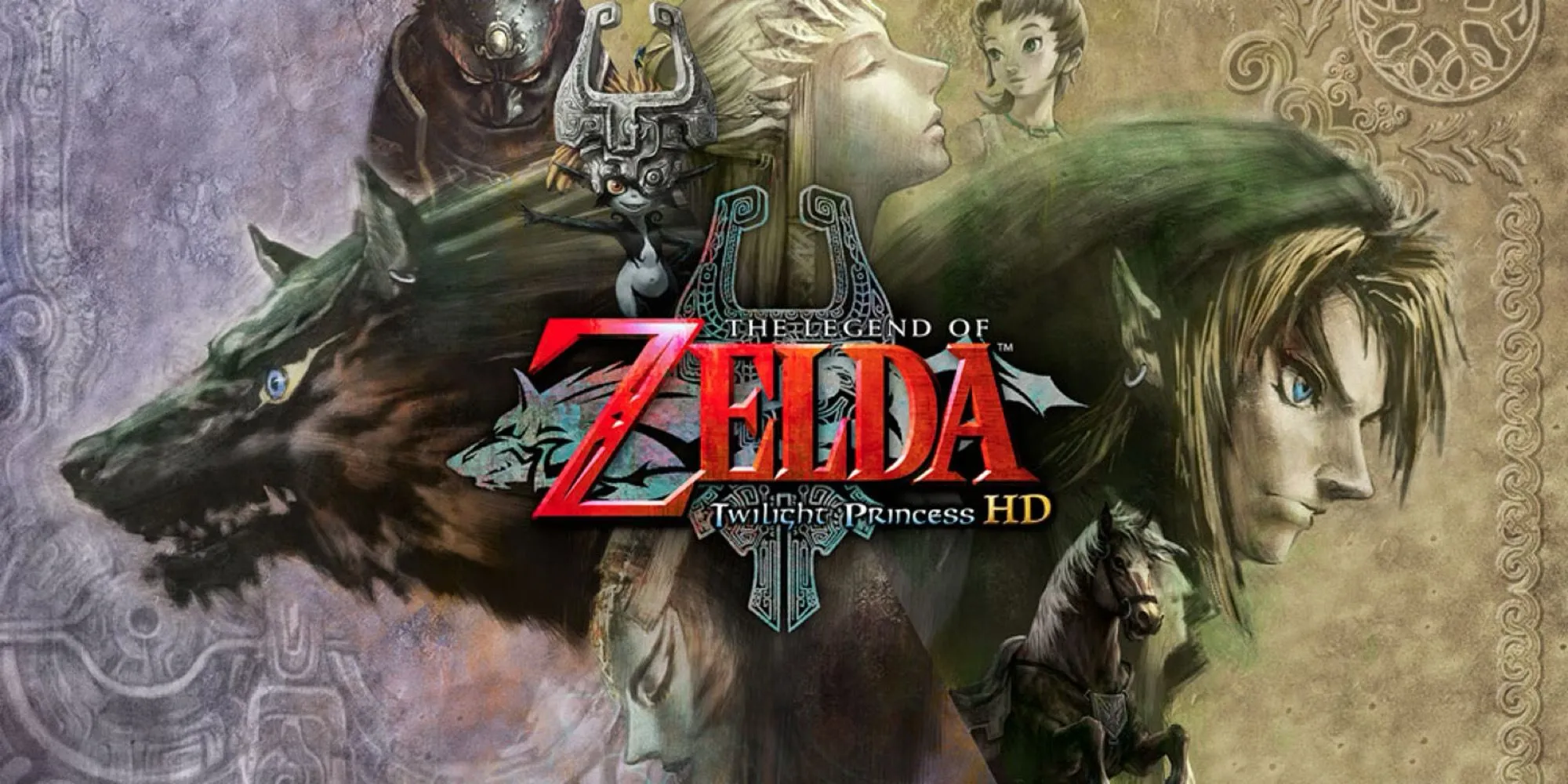 The Legend of Zelda Twilight Princess cover art với Link hóa sói và Midna