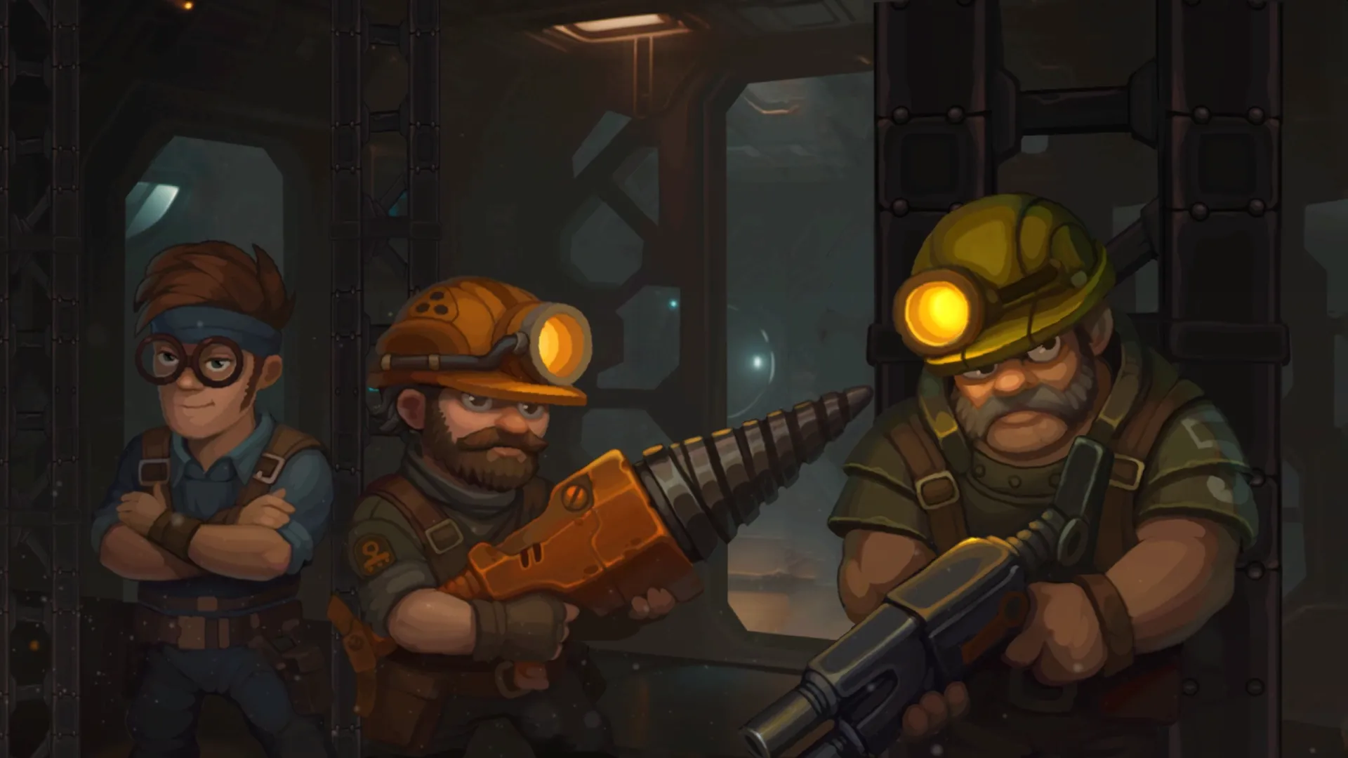 Thợ mỏ thu thập tài nguyên trong game roguelike Drill Core