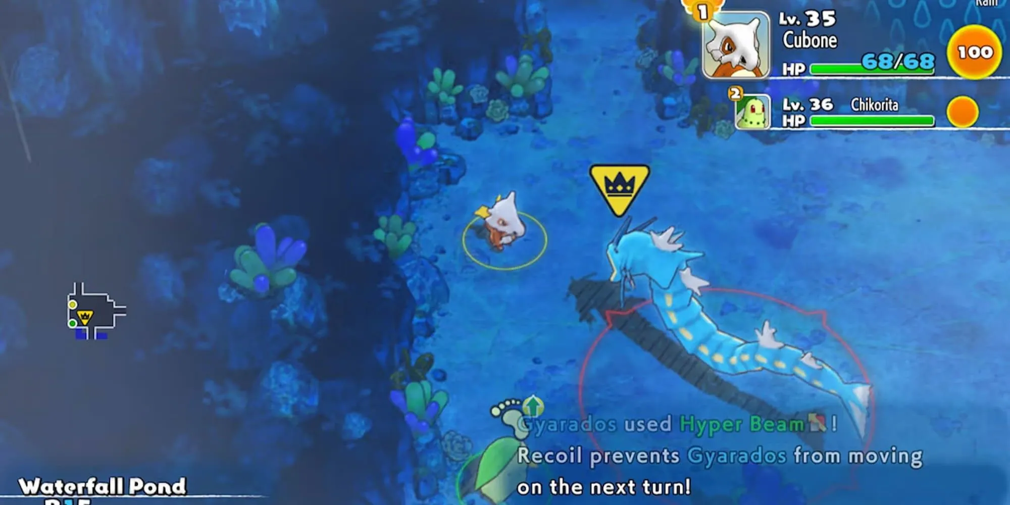 Trận chiến với Gyarados trong game Pokemon Mystery Dungeon Rescue Team DX