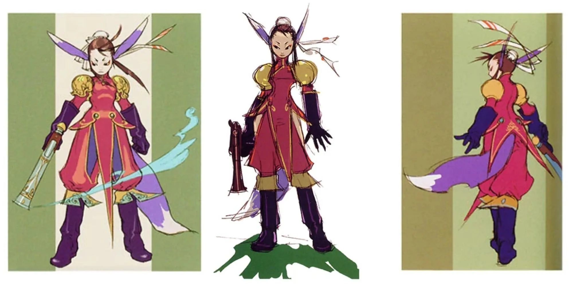 Ursula, nữ chỉ huy Fou Empire trong game Breath of Fire IV, với trang phục màu tím và vũ khí năng lượng