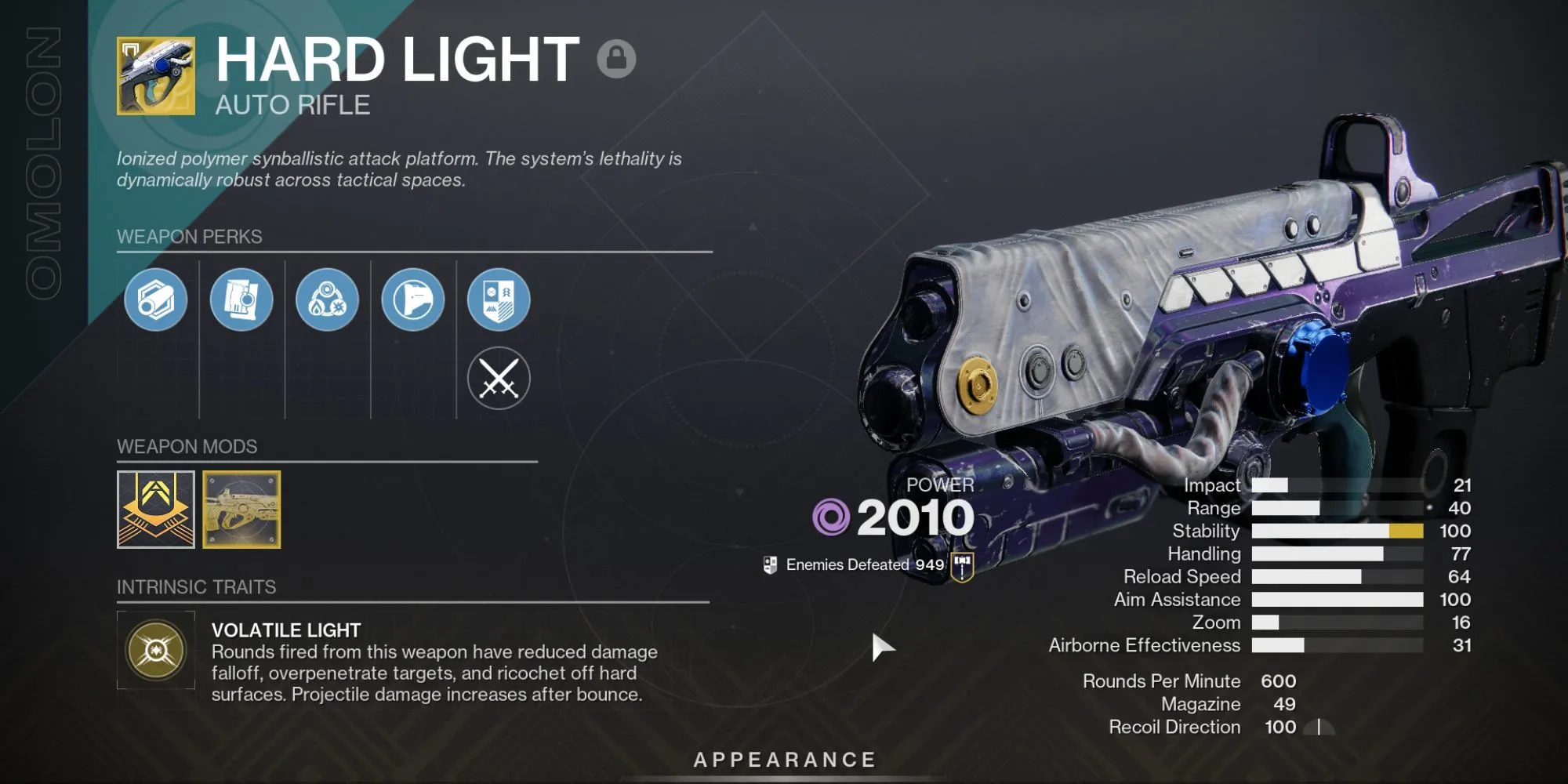 Vũ khí Hard Light được đề xuất cho build Hunter Void trong Destiny 2