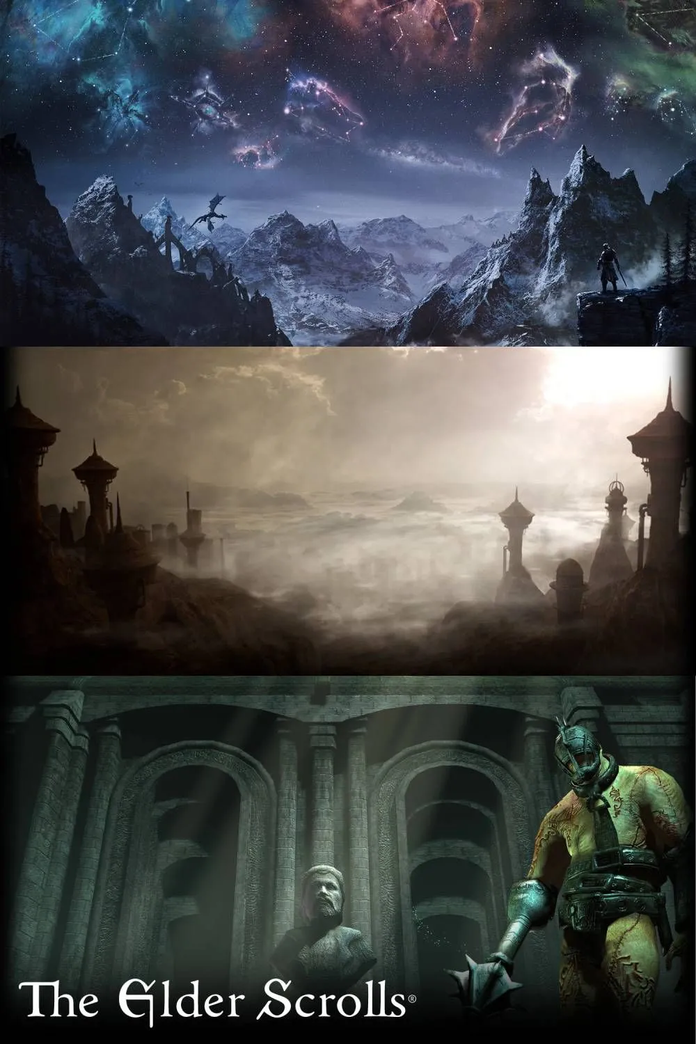 Bìa tổng hợp các phiên bản của dòng game The Elder Scrolls.