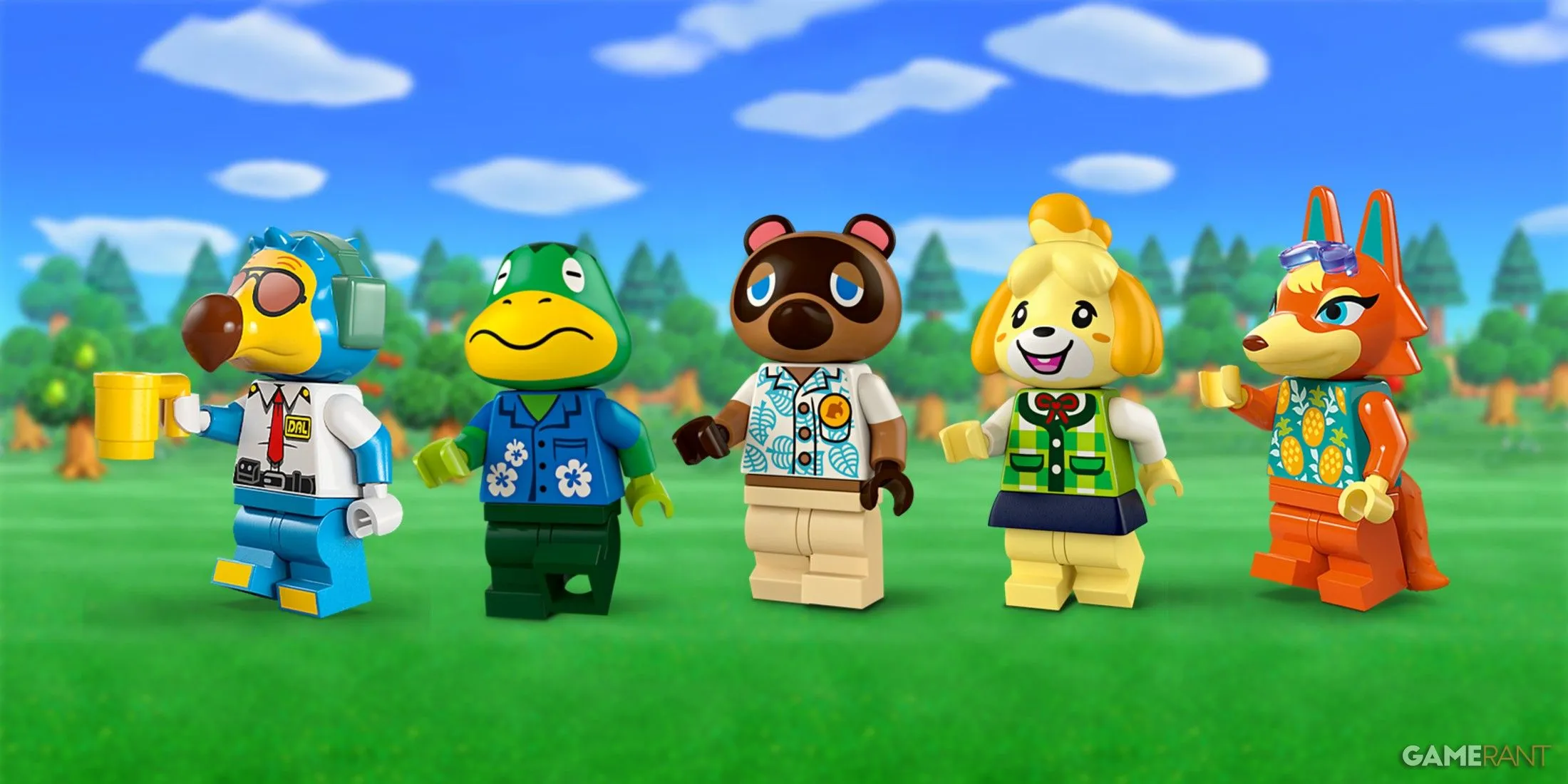Bộ LEGO Animal Crossing với các nhân vật và mô hình môi trường game rực rỡ, minh họa sự hợp tác thành công giữa LEGO và Nintendo trong lĩnh vực game.