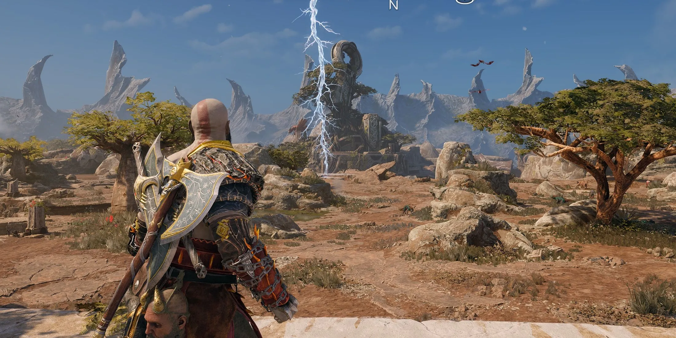 Bối cảnh rộng lớn và hùng vĩ của vùng Crater trong God of War Ragnarok, gợi mở về những thế giới mới mà Kratos có thể khám phá.