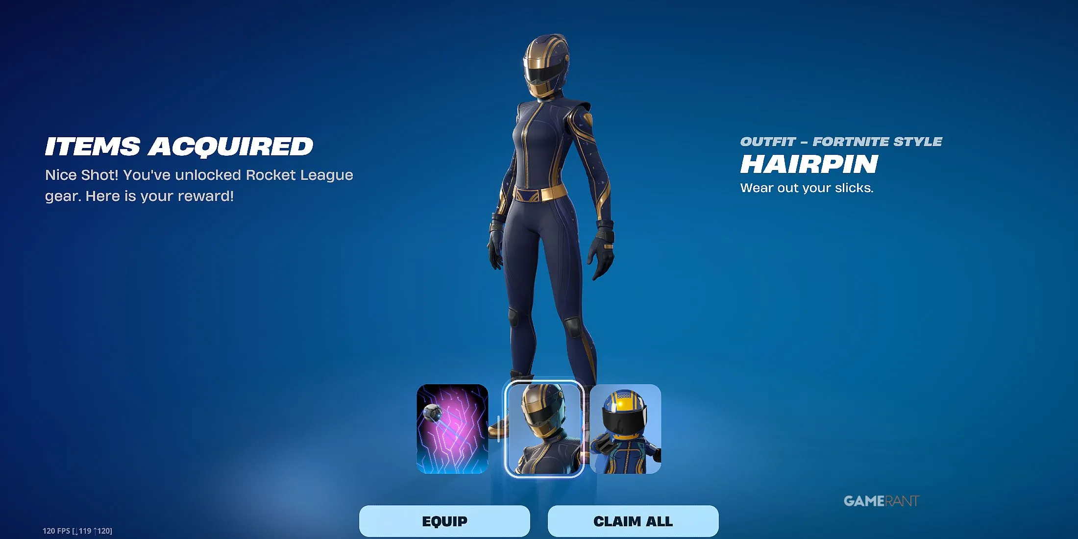 Cận cảnh trang phục Hairpin Outfit miễn phí trong Fortnite, hướng dẫn cách sở hữu.
