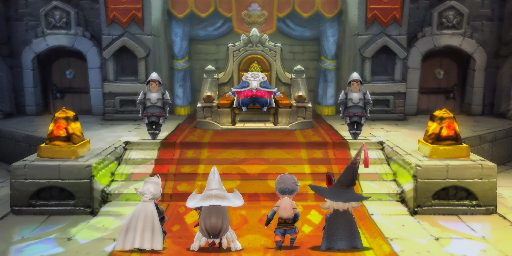 Cảnh cắt (cutscene) trong Bravely Default Flying Fairy HD Remaster với các nhân vật chính trong cuộc phiêu lưu JRPG