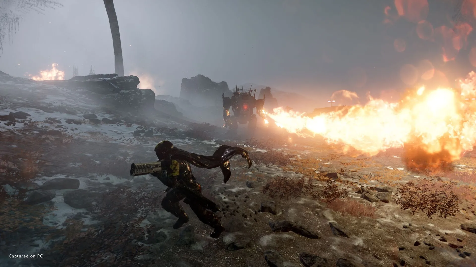 Cảnh chiến đấu bùng nổ với các hiệu ứng cháy nổ trong Helldivers 2
