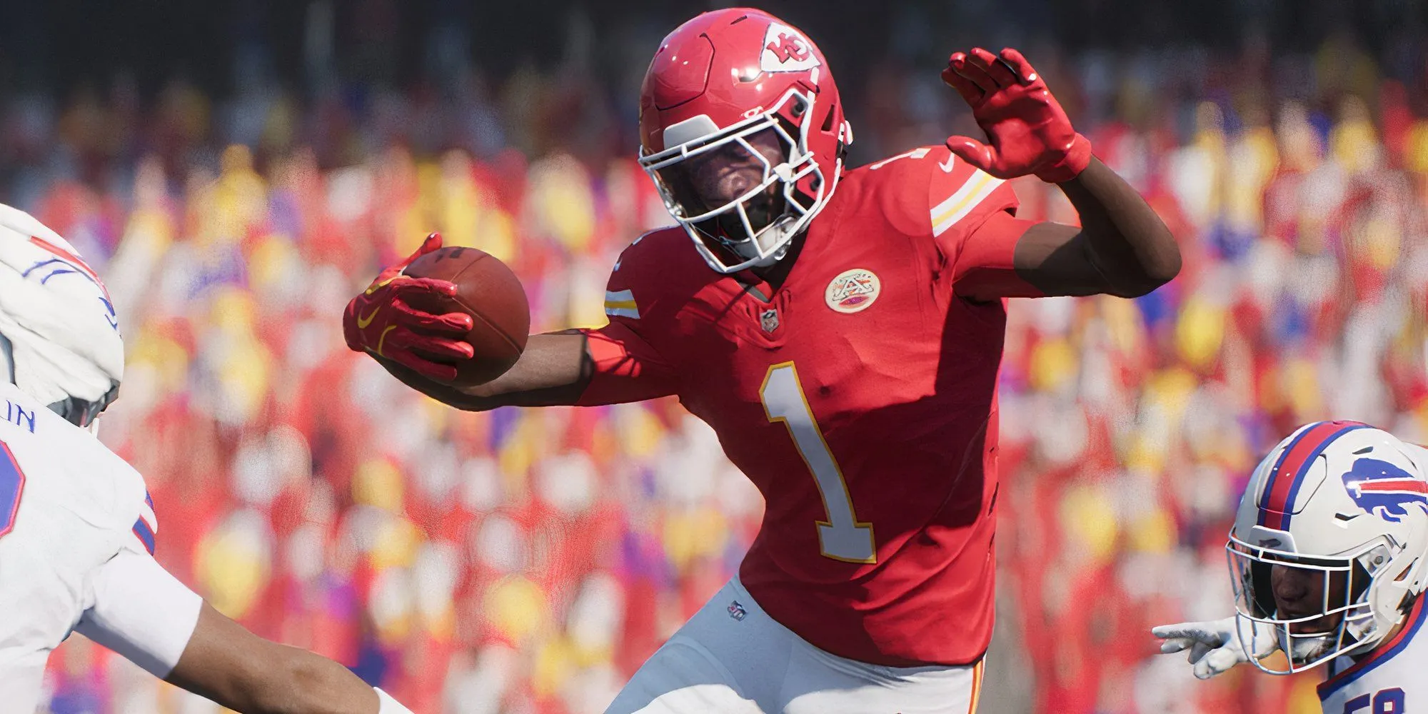 Cầu thủ Madden NFL 26 ăn mừng trên sân với đồng đội