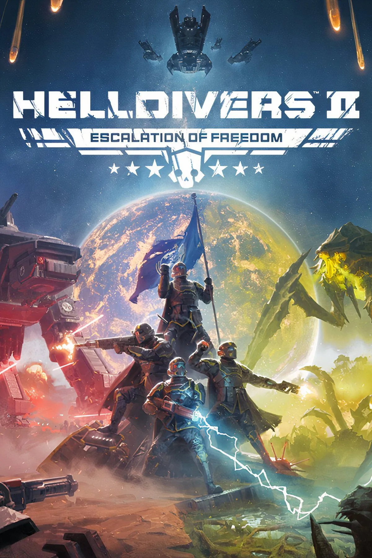 Chiến binh Helldivers 2 cùng đồng đội chiến đấu chống lại kẻ thù trên bản đồ băng giá