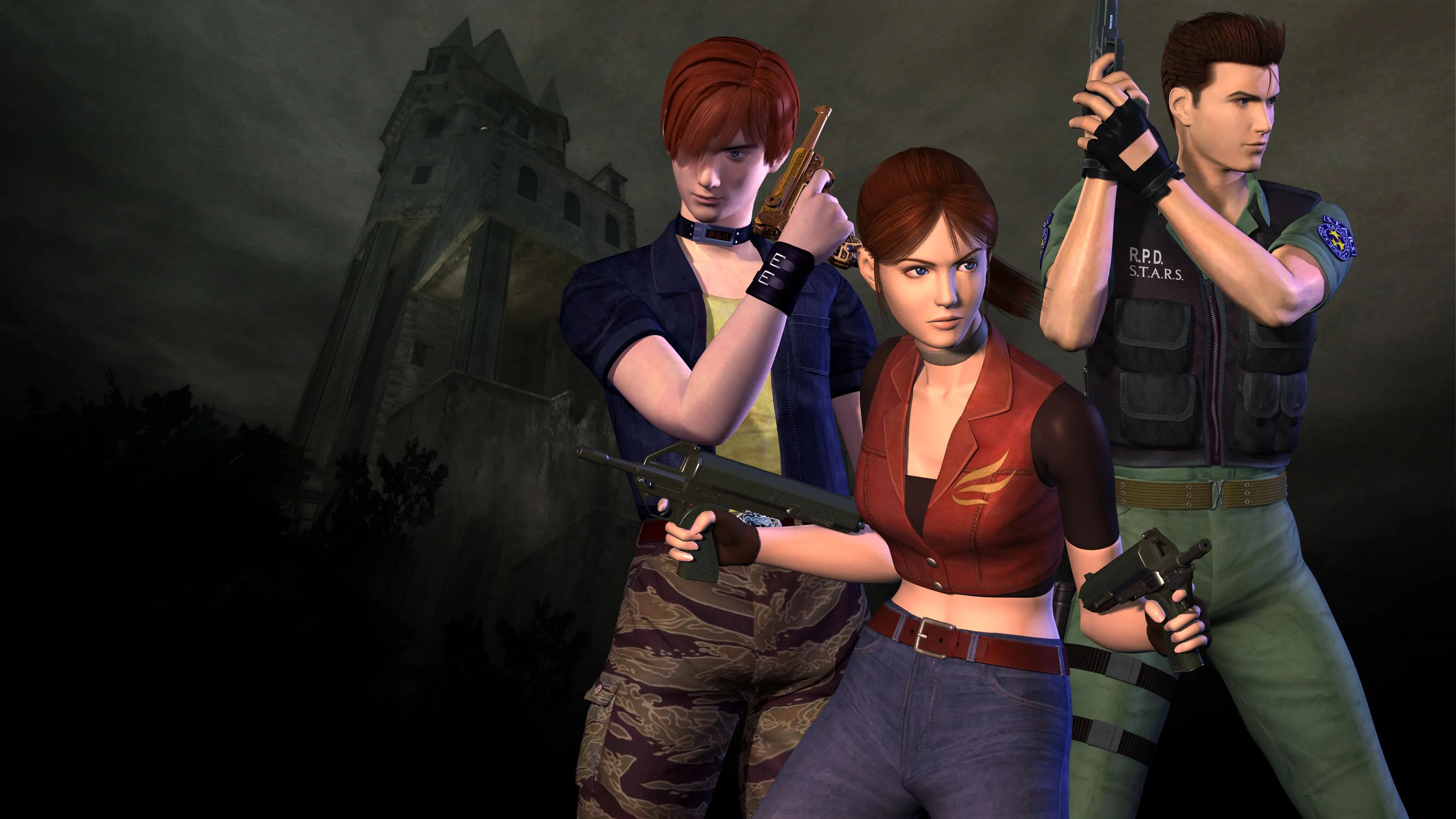 Claire Redfield, Chris Redfield và Steve Burnside trong Resident Evil Code Veronica, những nhân vật biểu tượng của thế giới RE.