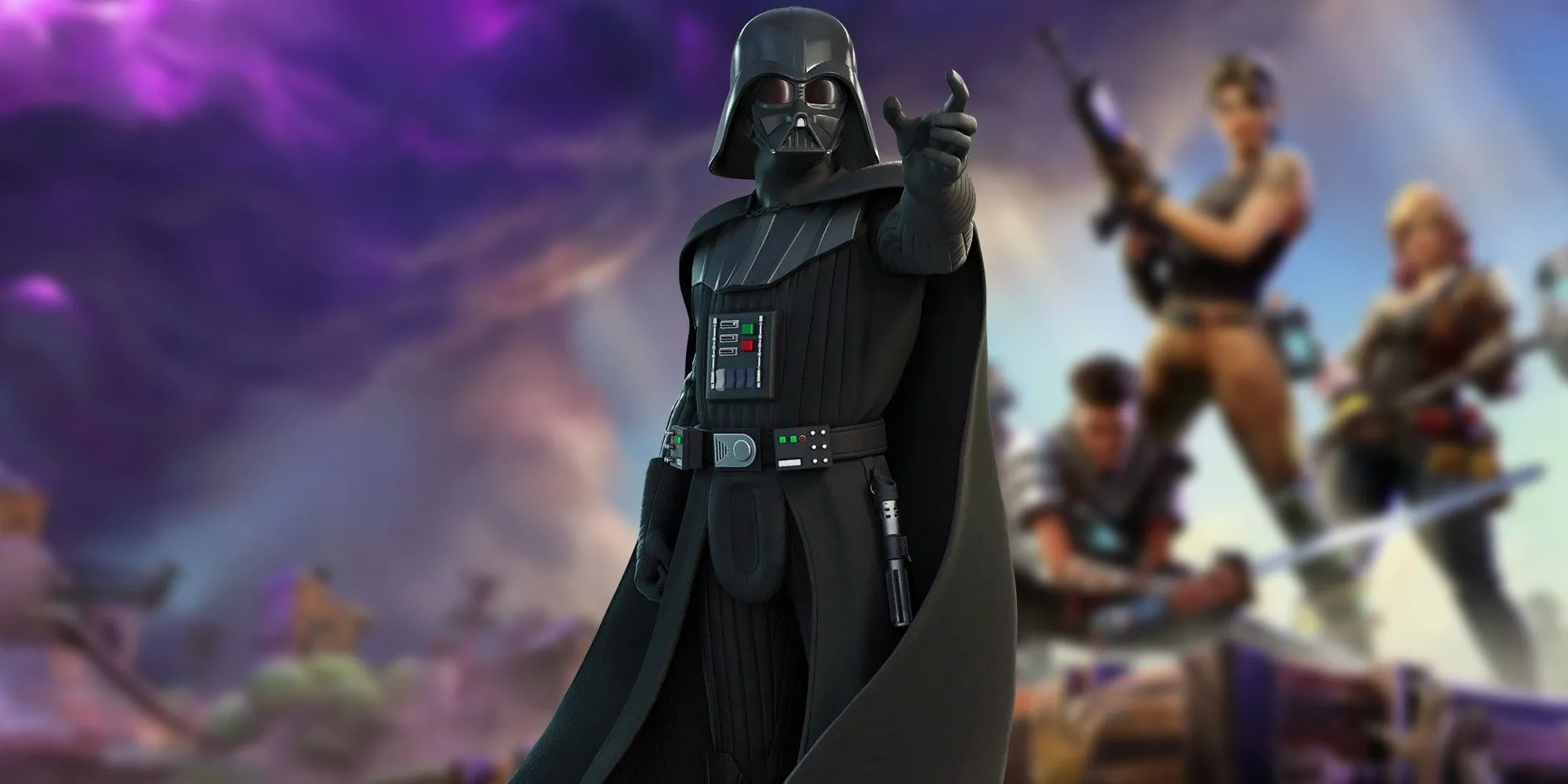 Darth Vader trong Fortnite nhảy múa với khẩu súng trên bản đồ The Pit, thể hiện sự hỗn loạn của trò chơi