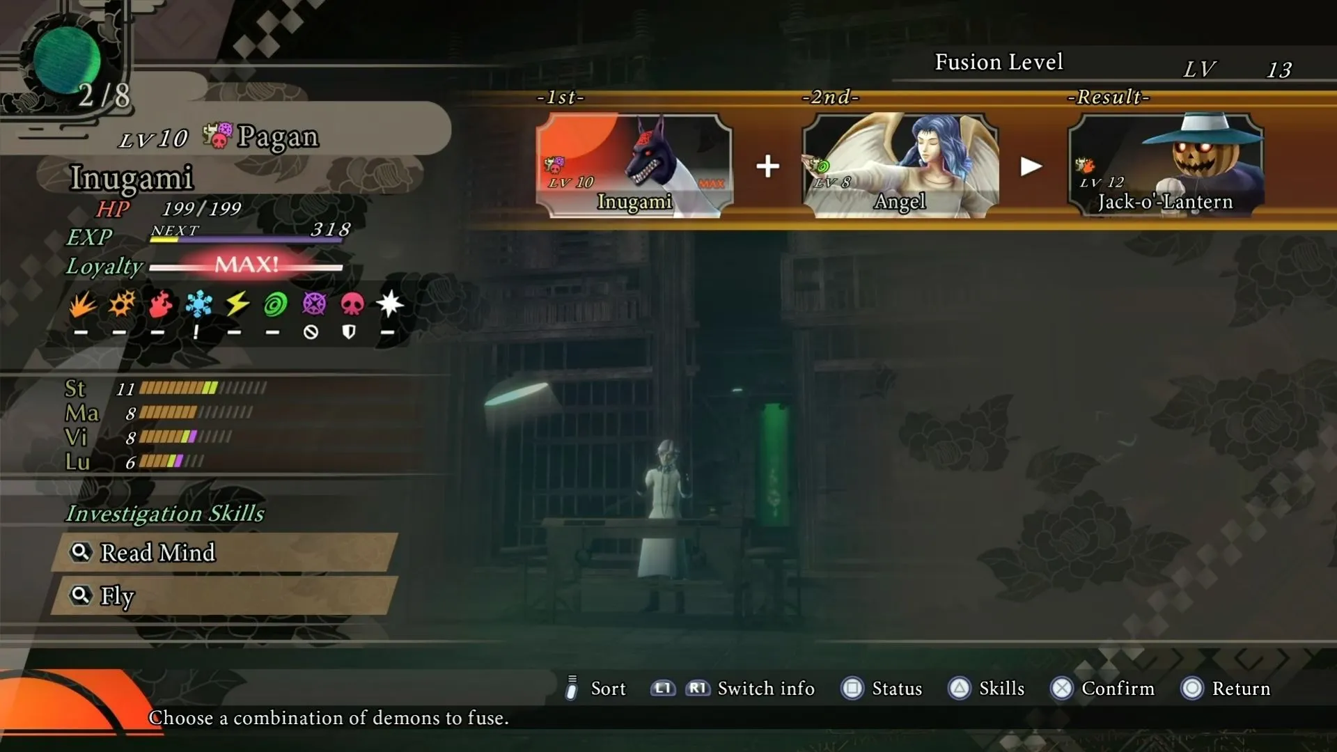 Giao diện hợp nhất quỷ (Demon Fusion) trong RAIDOU Remastered