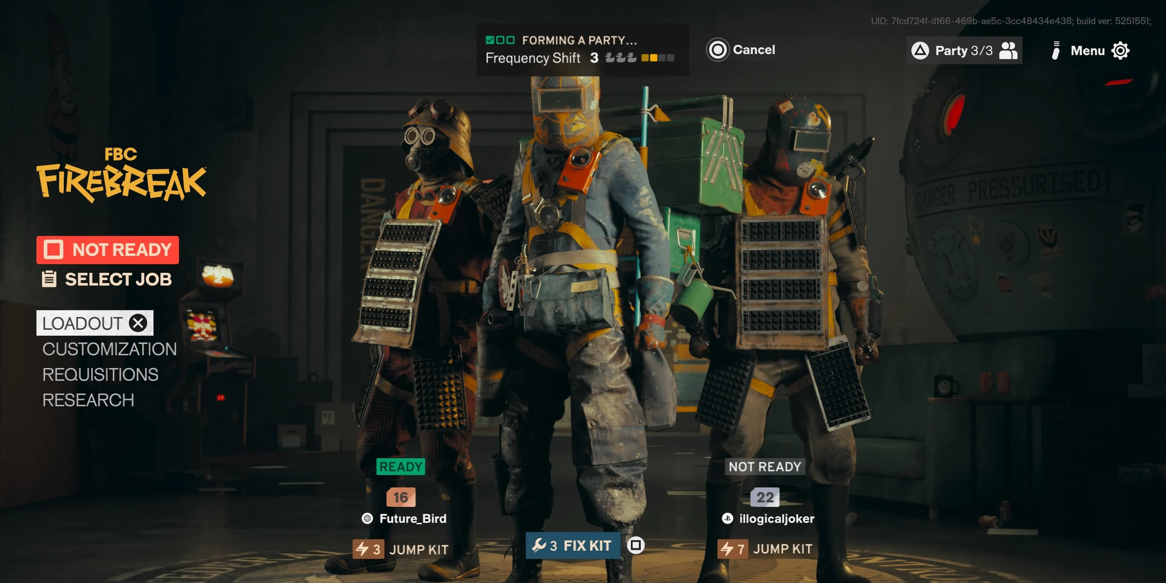 Giao diện màn hình chính của game FBC Firebreak, nơi người chơi chuẩn bị làm nhiệm vụ diệt Hiss