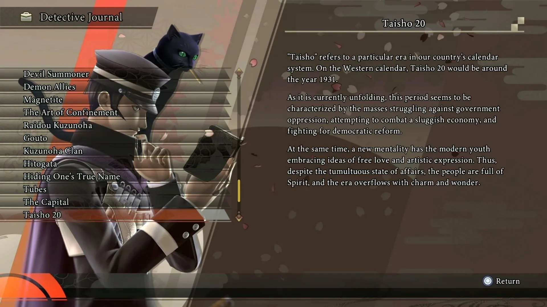 Giao diện Sổ tay Thám tử (Detective Journal) ghi lại các sự kiện và nhân vật game