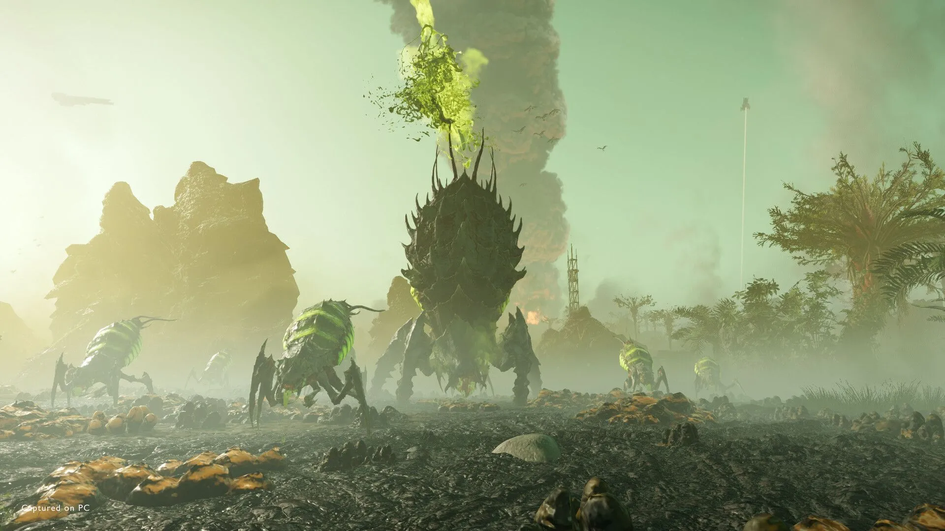 Helldivers đối mặt với sinh vật ngoài hành tinh khổng lồ