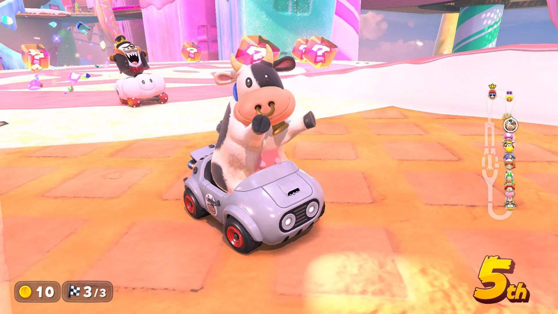 Nhân vật bò sữa hài hước trong danh sách đa dạng của Mario Kart World