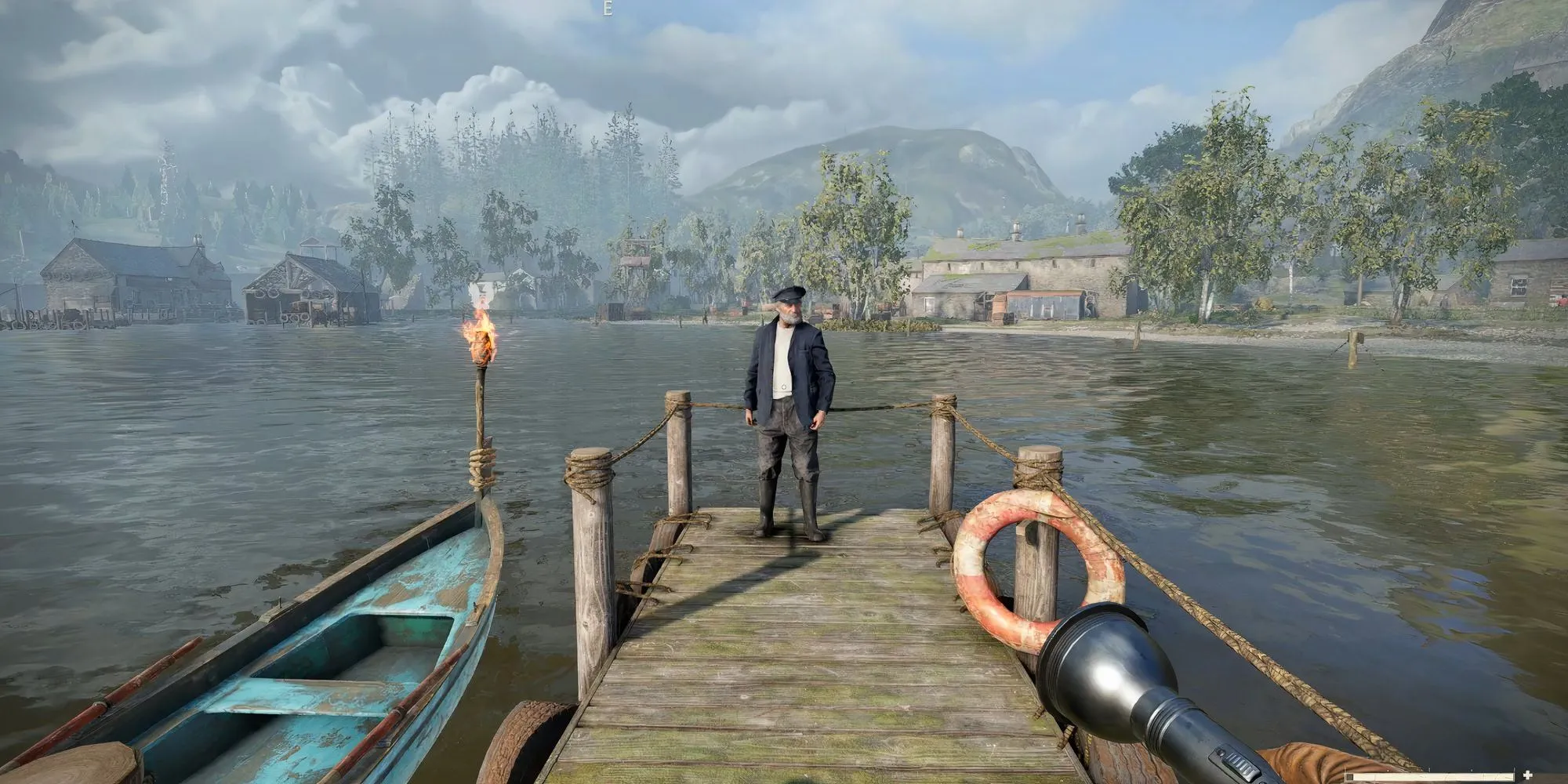 Nhân vật NPC Bill Anderson, người lái đò đưa người chơi đến đảo Wicked Isle trong Atomfall DLC