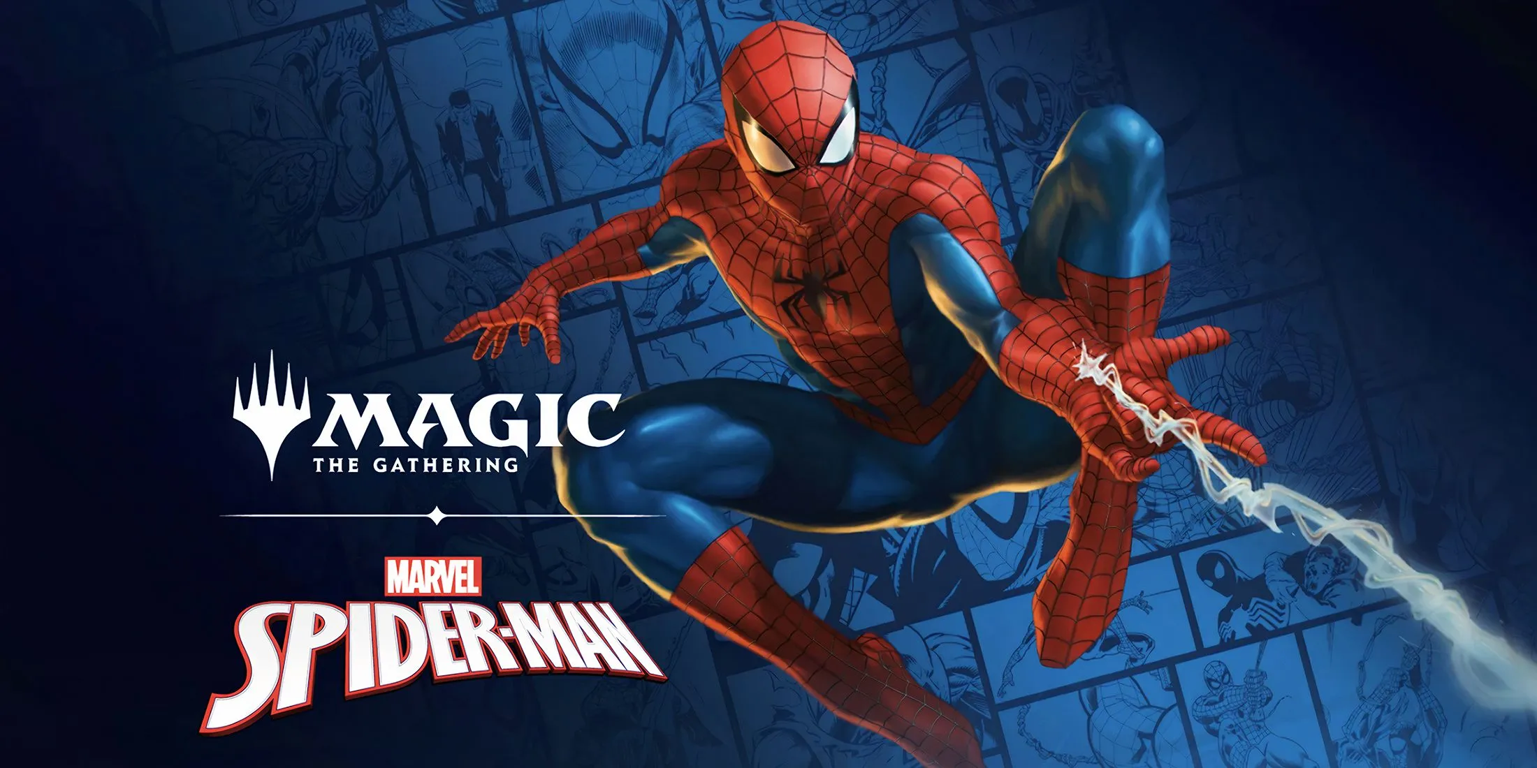 Poster công bố crossover Magic: The Gathering x Spider-Man tại SDCC 2025.