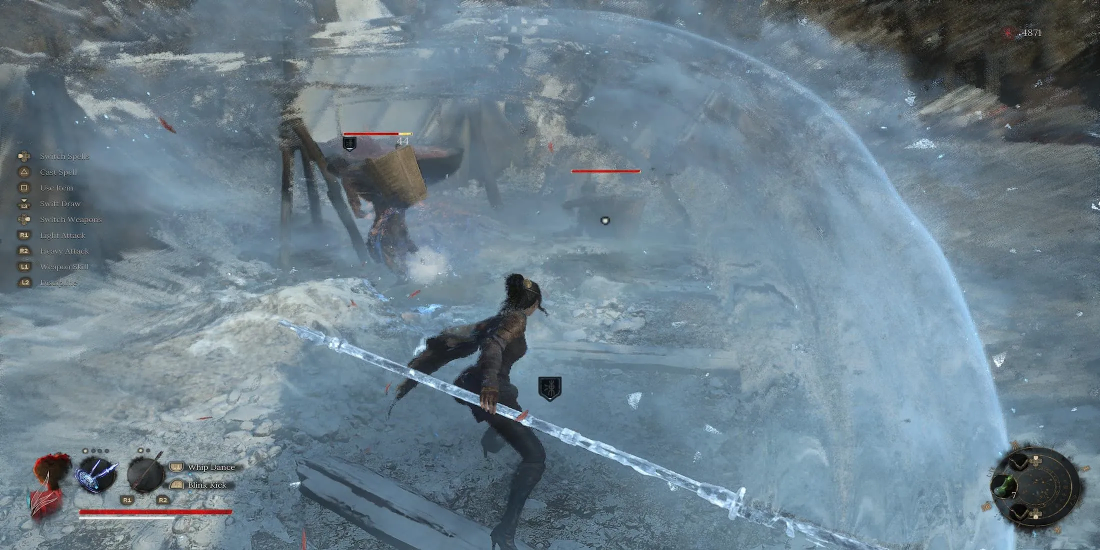 Wuchang Fallen Feathers: Người chơi sử dụng phép thuật Echo of Liu Cheng trong một khu vực rộng lớn của game