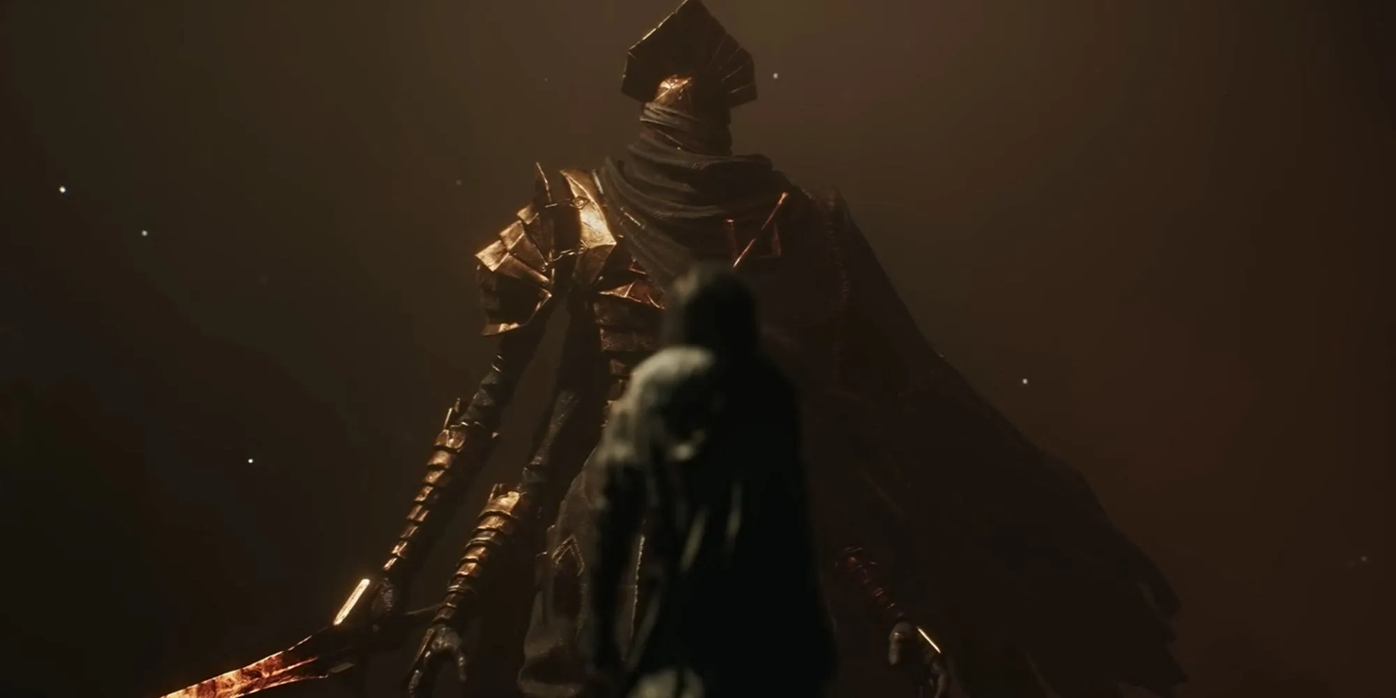 Boss Dualliste với hai thanh kiếm màu cam và tím, một easter egg Pontiff Sulyvahn trong Clair Obscur Expedition 33