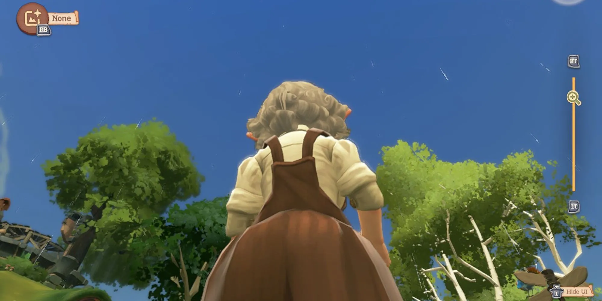 Cảnh trời mưa nhưng vẫn nắng trong Tales of the Shire, một ví dụ về lỗi đồ họa hoặc bug trong game.