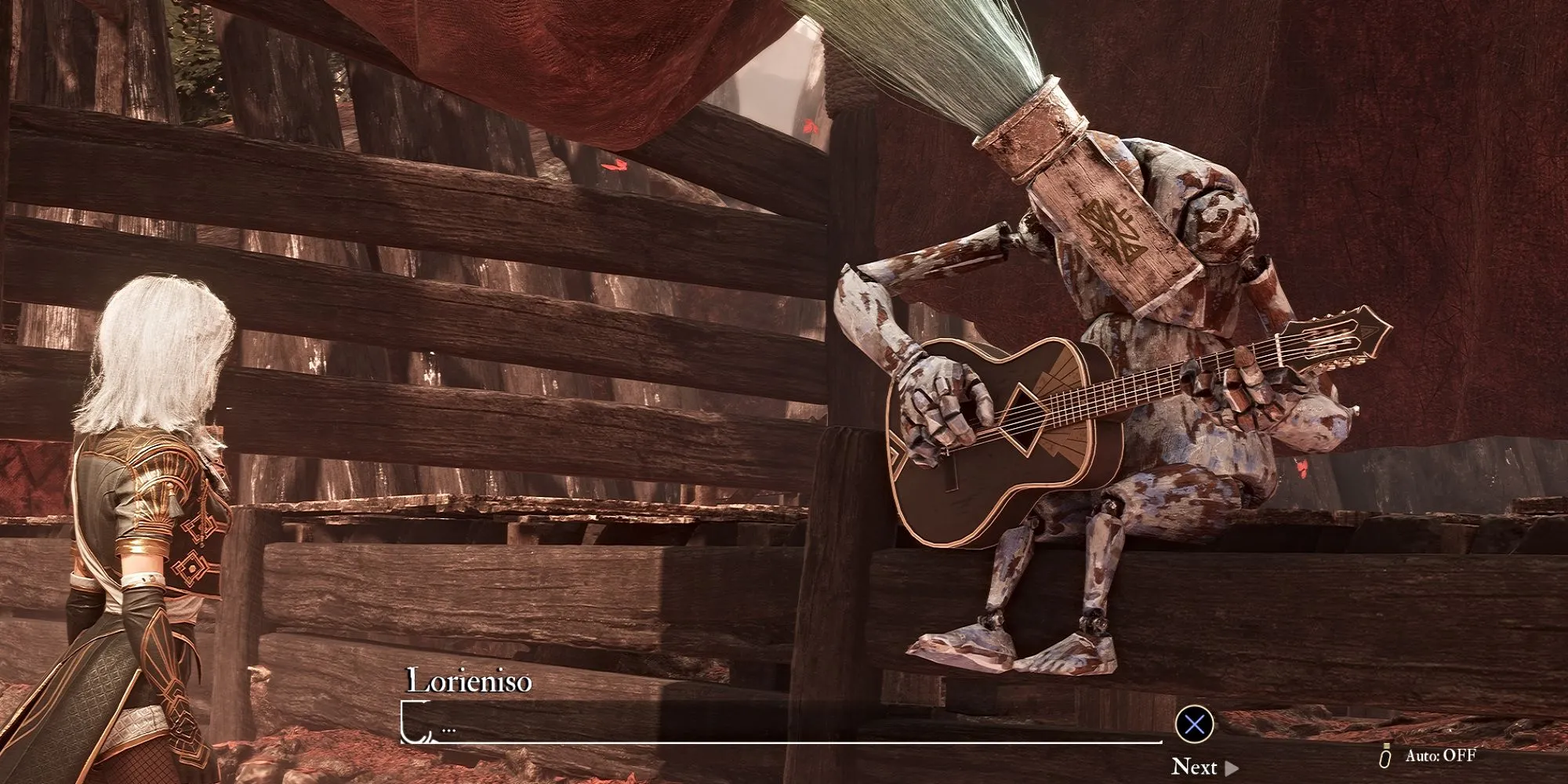 Gestral Lorieniso chơi guitar ở làng Gestral, một easter egg tri ân nhà soạn nhạc Lorien Testard trong Clair Obscur Expedition 33